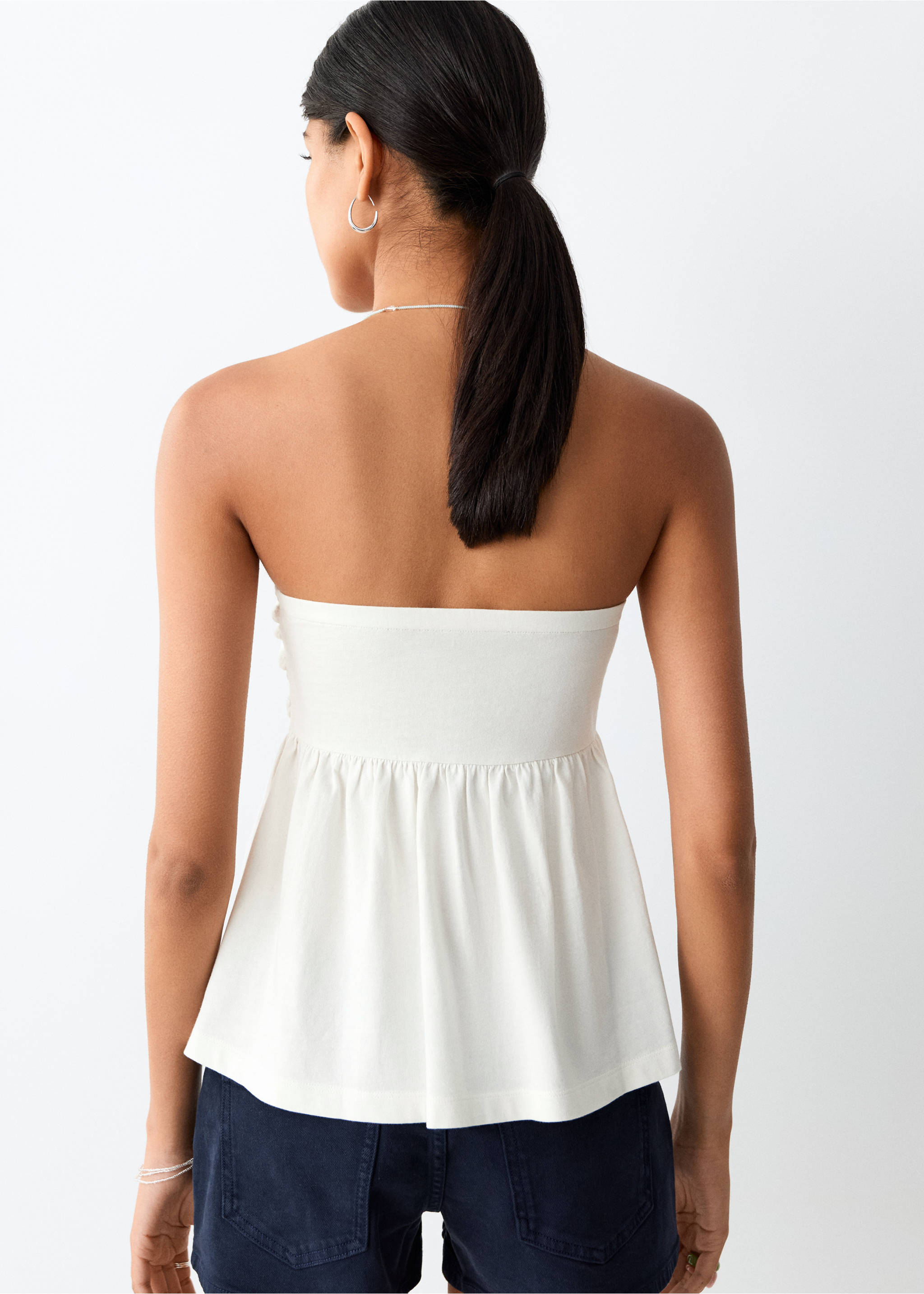 Embroidered strapless top - Reverse of the article, Off White. Ref: 27088662-00.