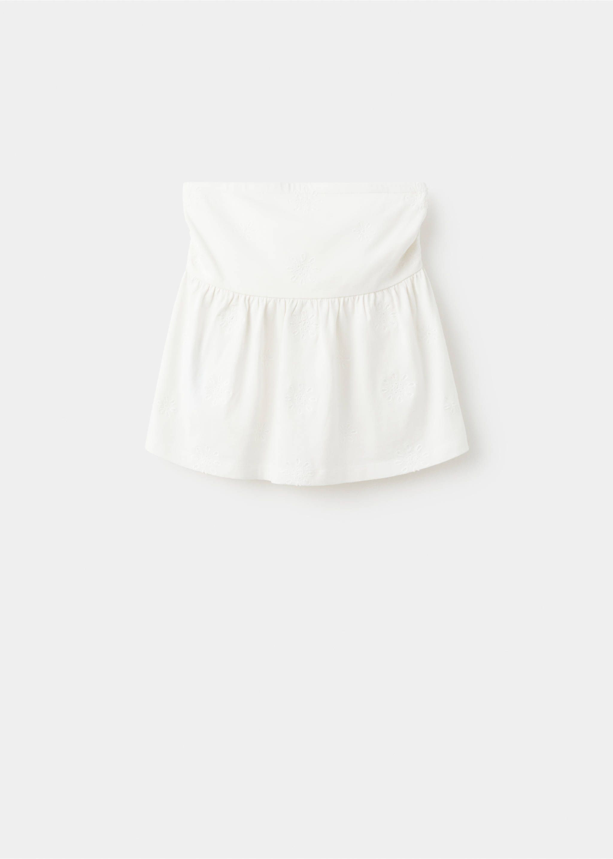Embroidered strapless top - Article without model, Off White. Ref: 27088662-00.