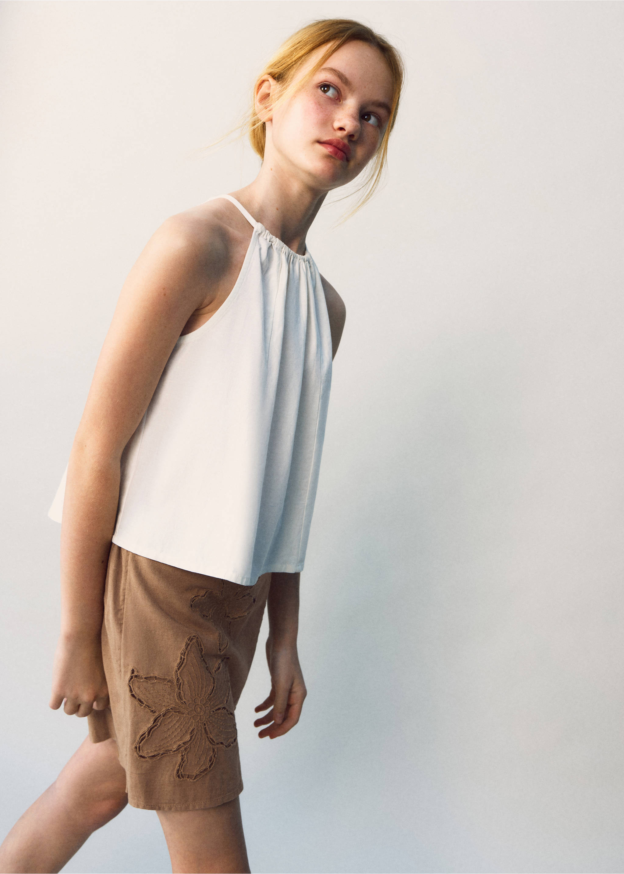 Embroidered floral skirt - Details of the article 1, Brown. Ref: 27088663-00.