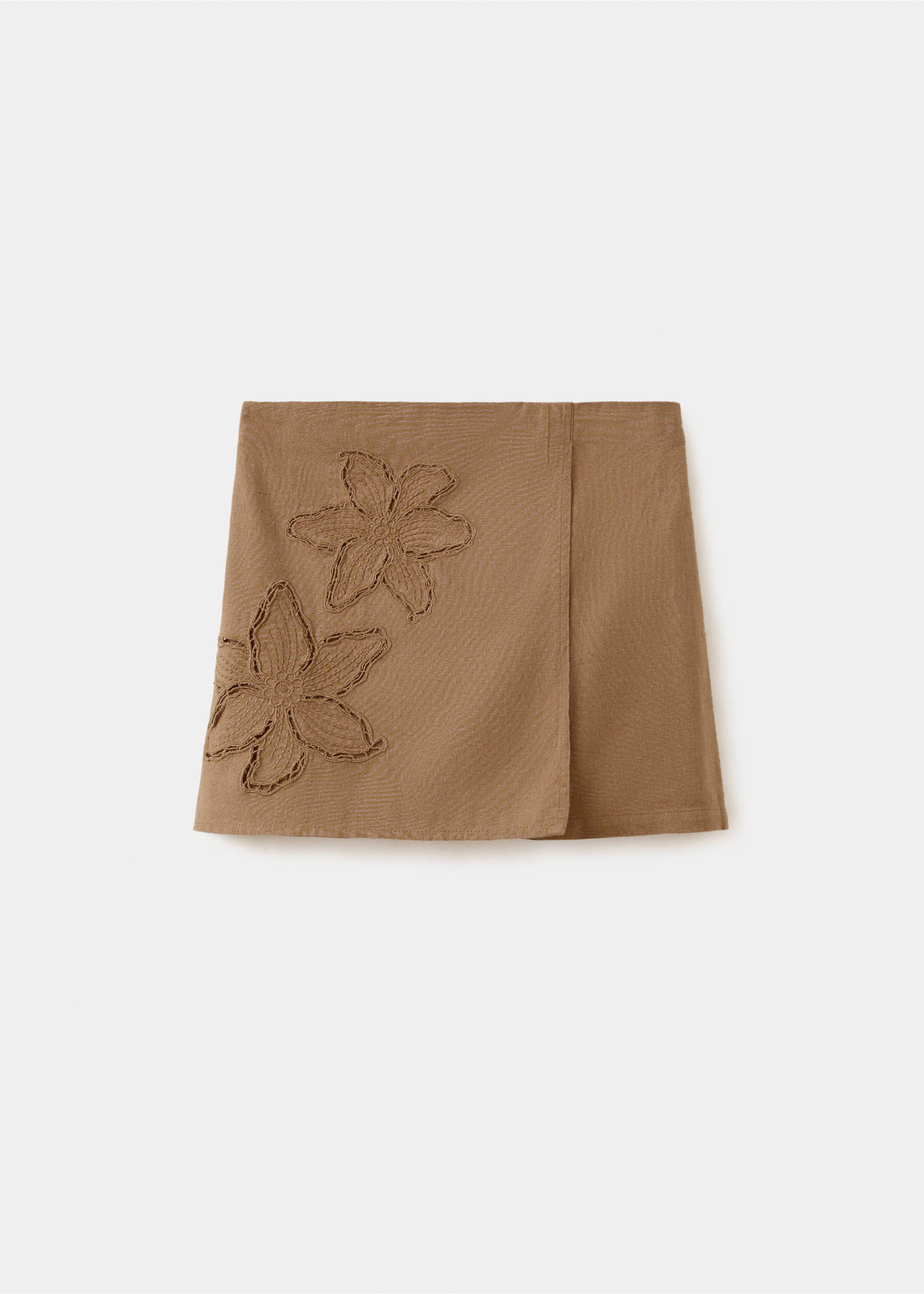 Embroidered floral skirt - Article without model, Brown. Ref: 27088663-00.
