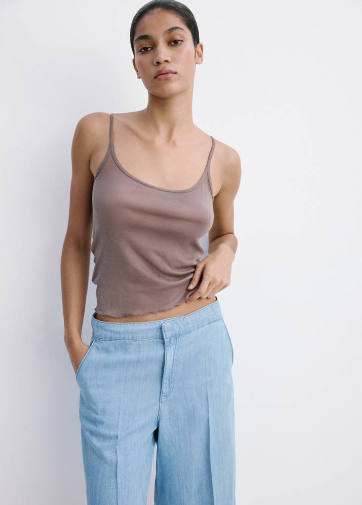 Straight low-rise denim Bermuda shorts — Light Blue
