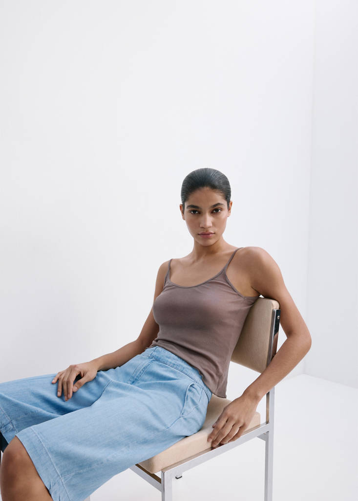 Straight low-rise denim Bermuda shorts — Light Blue