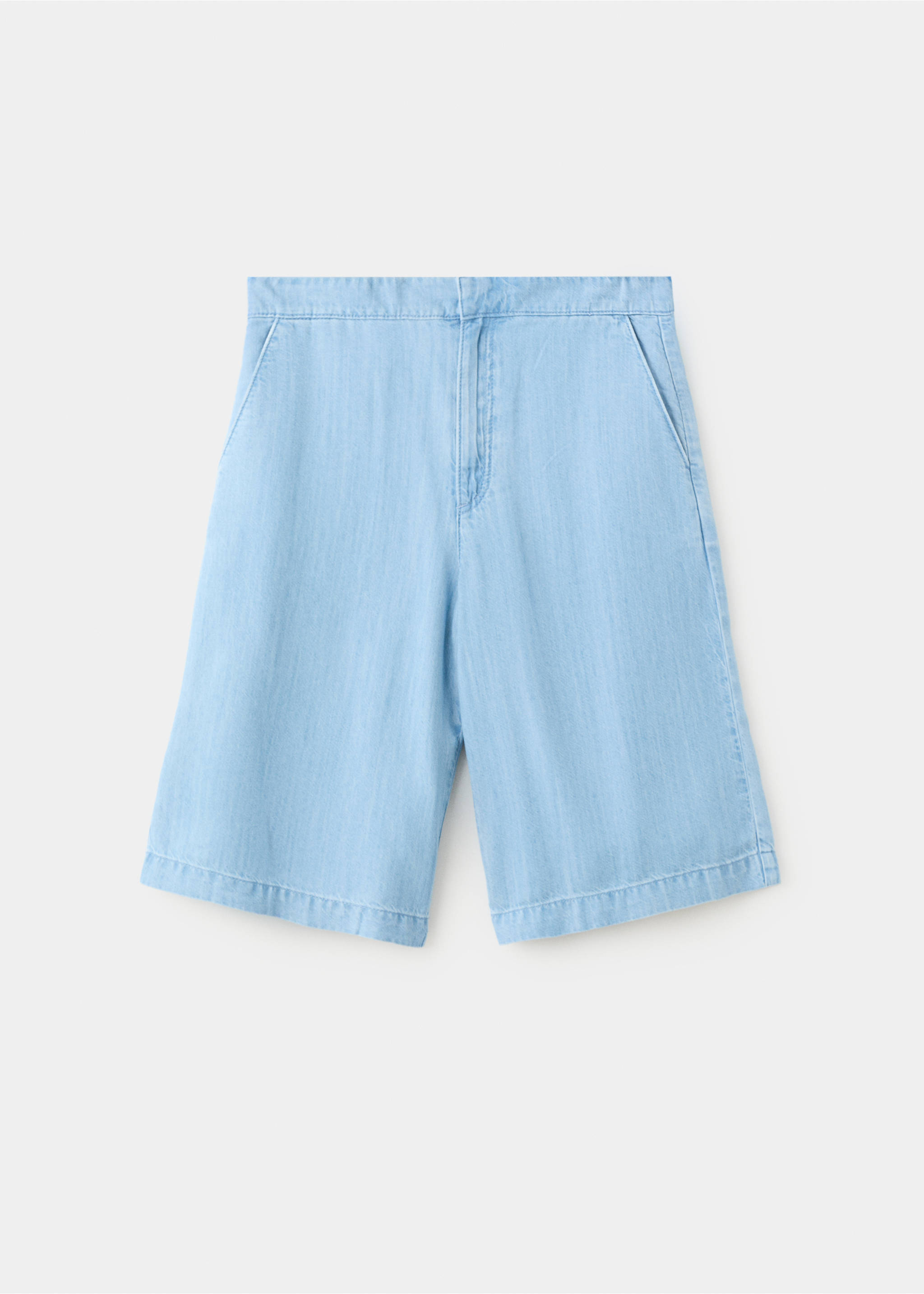 Straight low-rise denim Bermuda shorts - Article without model, Light Blue. Ref: 27089054-00.