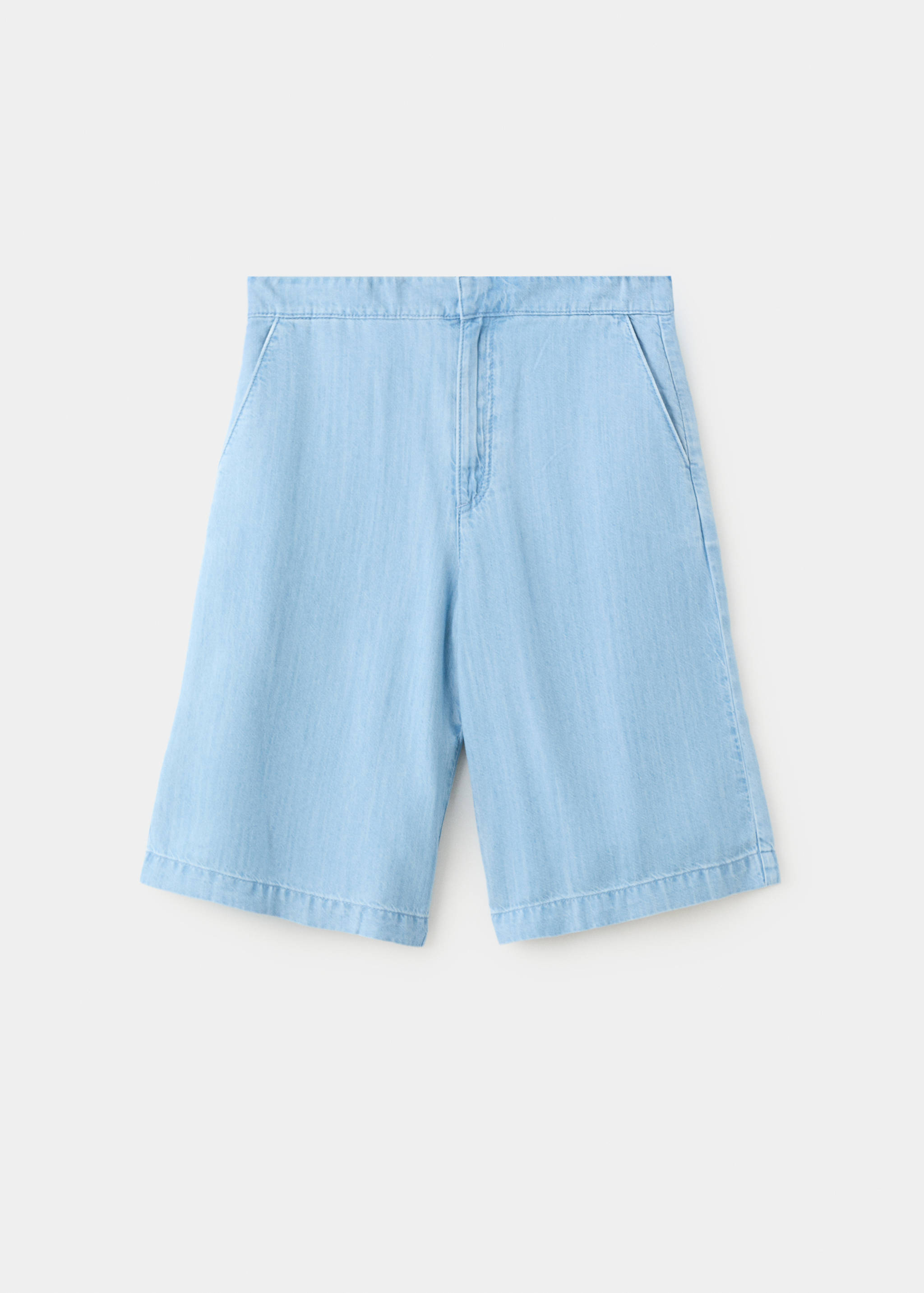 Straight low-rise denim Bermuda shorts - Article without model
