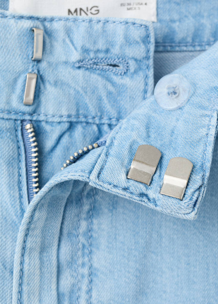 Straight low-rise denim Bermuda shorts — Light Blue