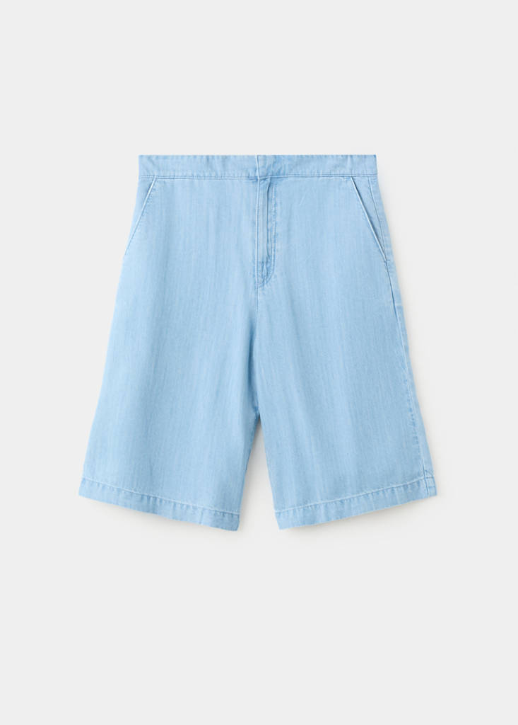 Straight low-rise denim Bermuda shorts — Light Blue