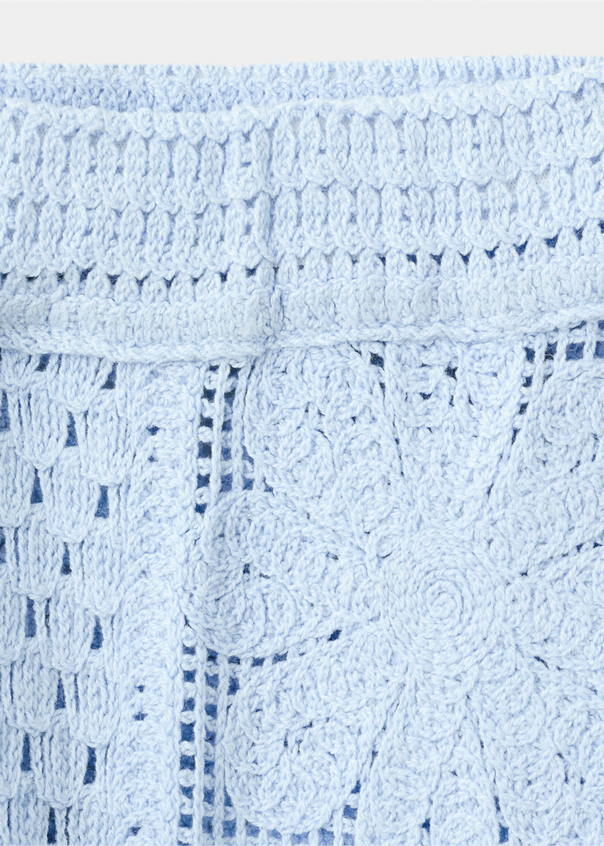 Broderie Anglaise straight-leg trousers - Details of the article 8, Sky Blue. Ref: 27089055-00.