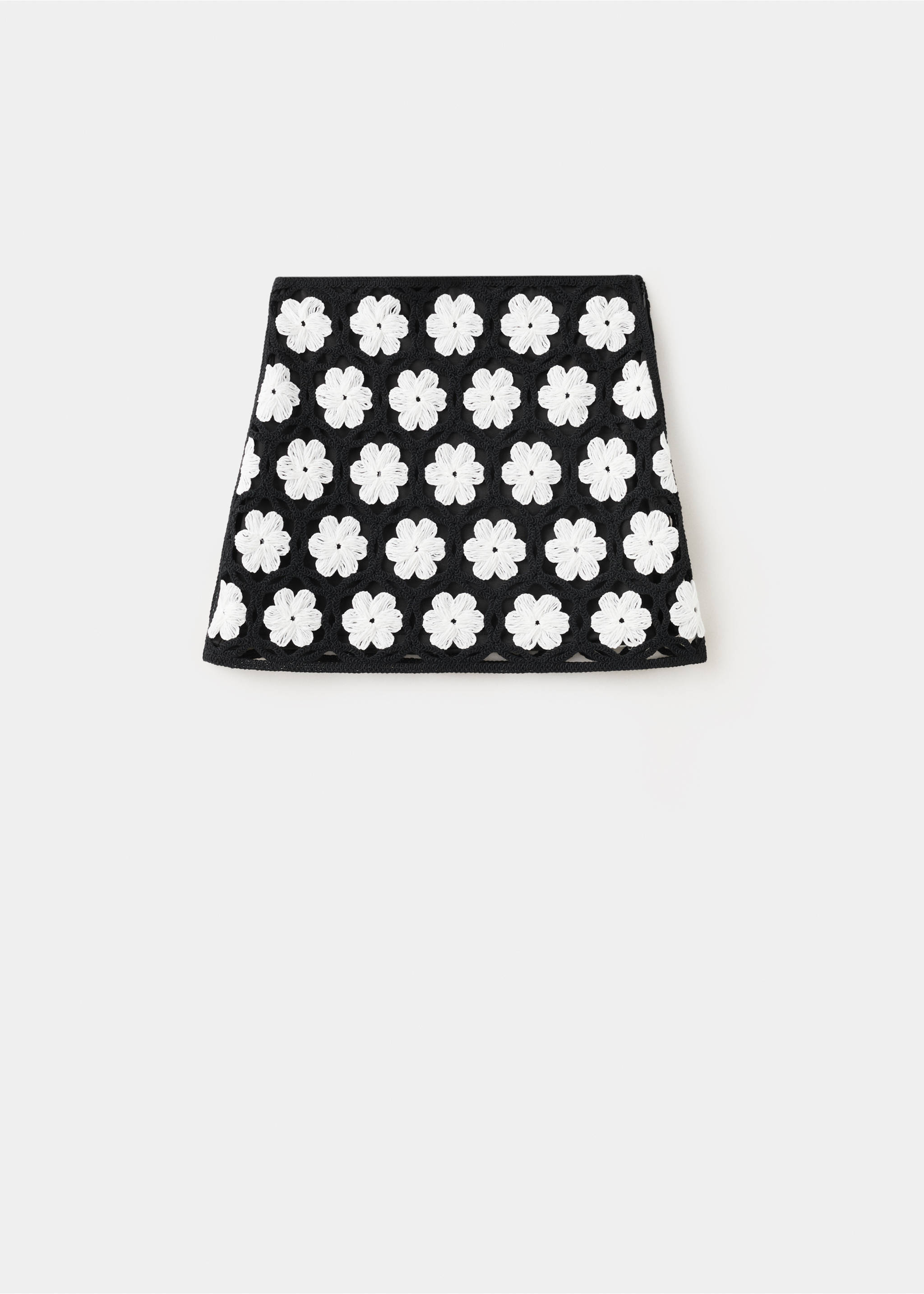 Crochet floral mini-skirt - Article without model, Black. Ref: 27089056-00.