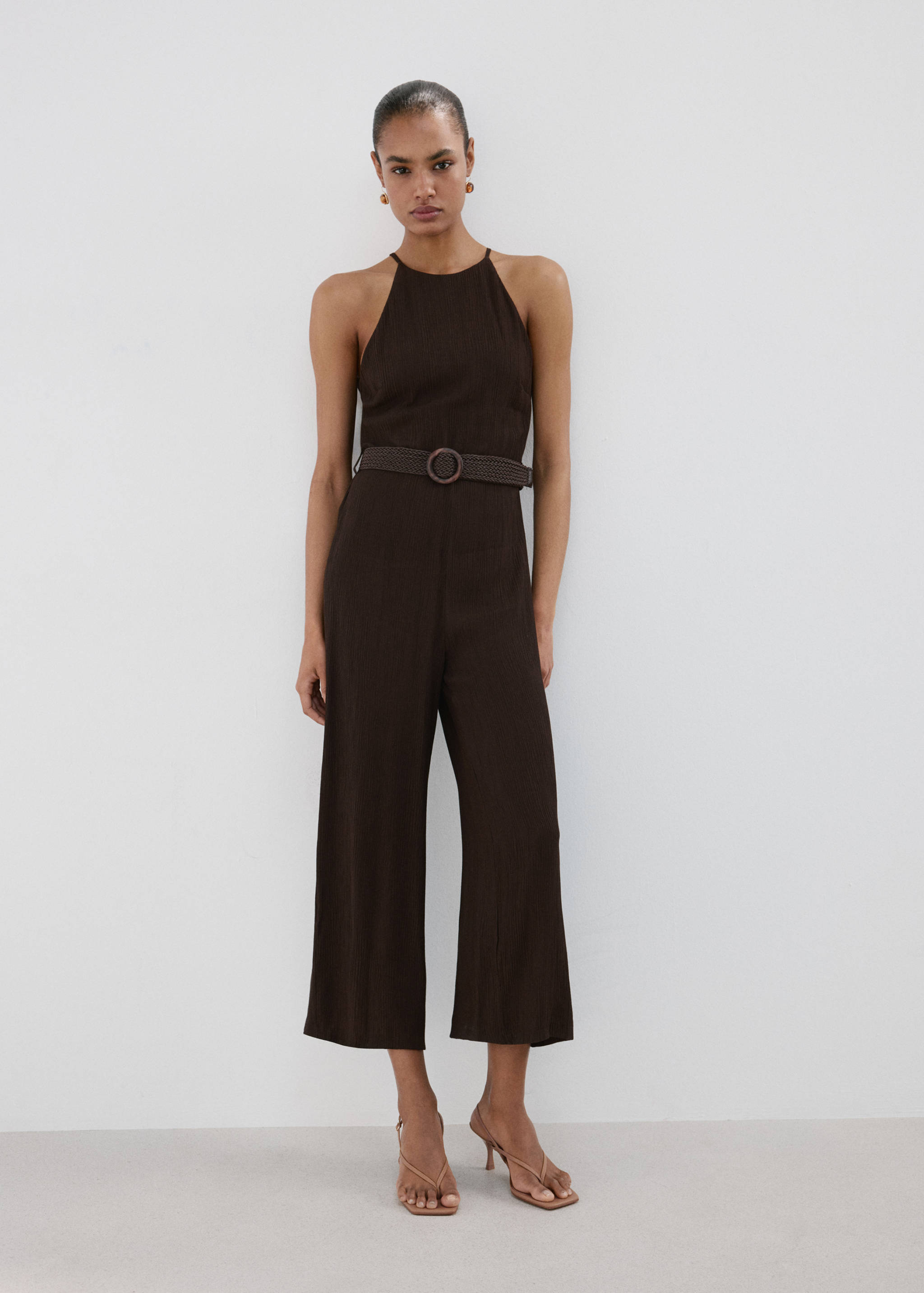 Halter-neck jumpsuit with belt - General plane