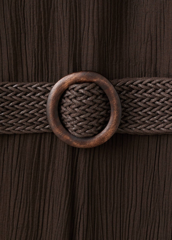 Halter-neck jumpsuit with belt — Chocolate