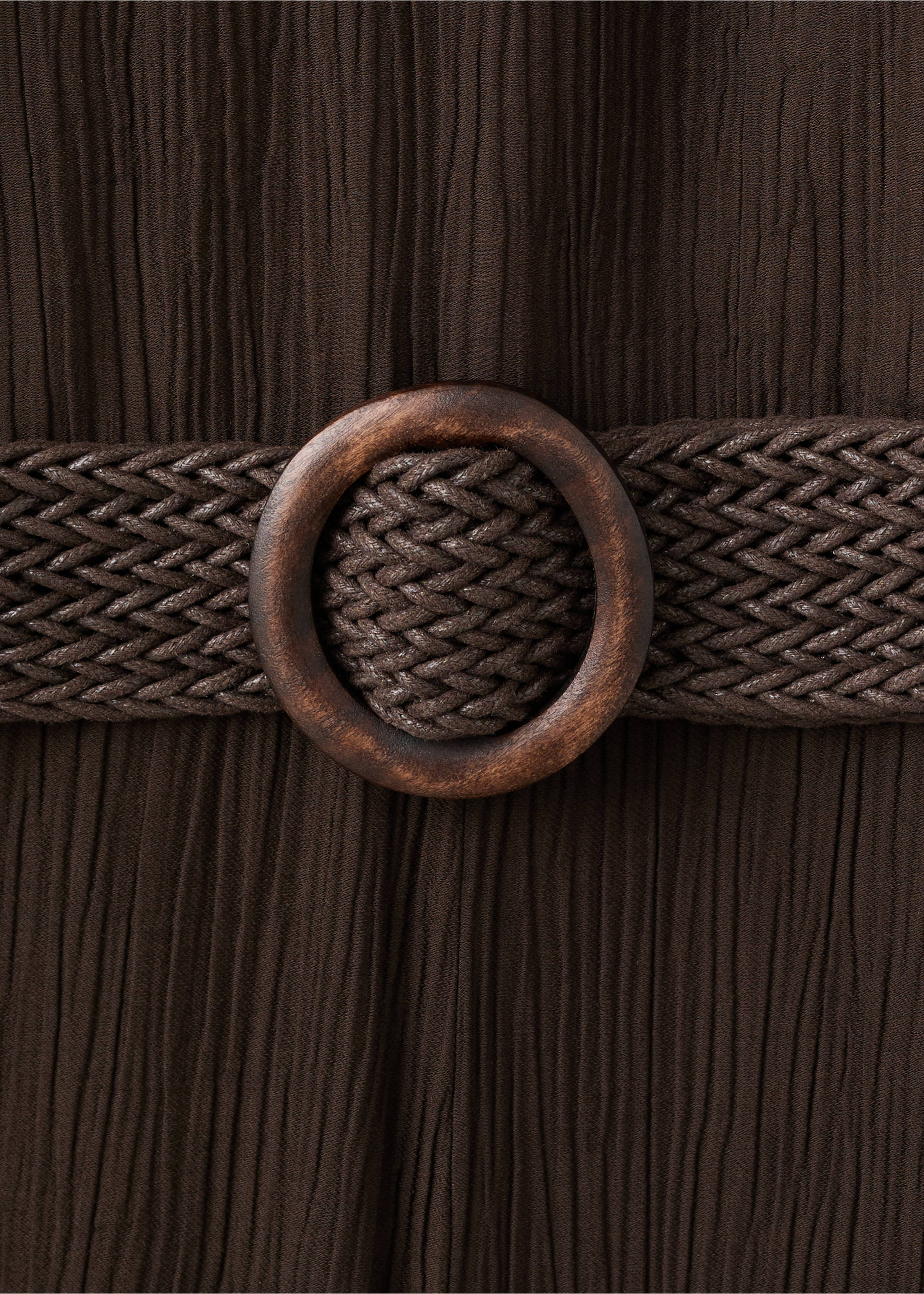 Halter-neck jumpsuit with belt - Details of the article 0, Chocolate. Ref: 27089058-00.