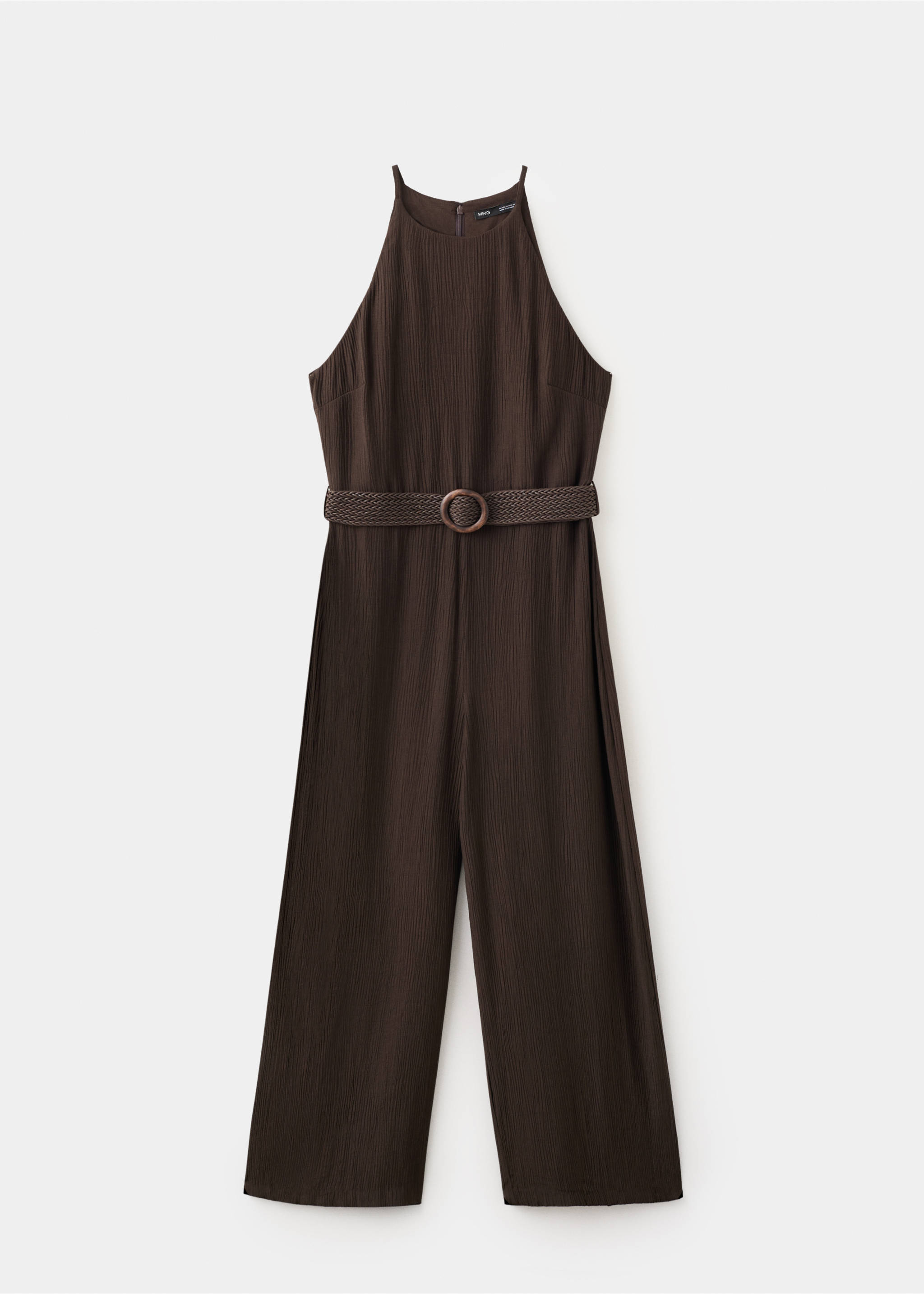 Halter-neck jumpsuit with belt - Article without model, Chocolate. Ref: 27089058-00.