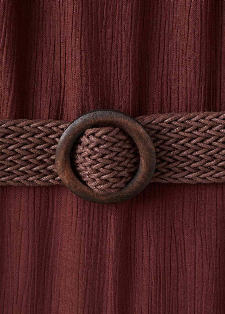 Halter-neck jumpsuit with belt — Maroon