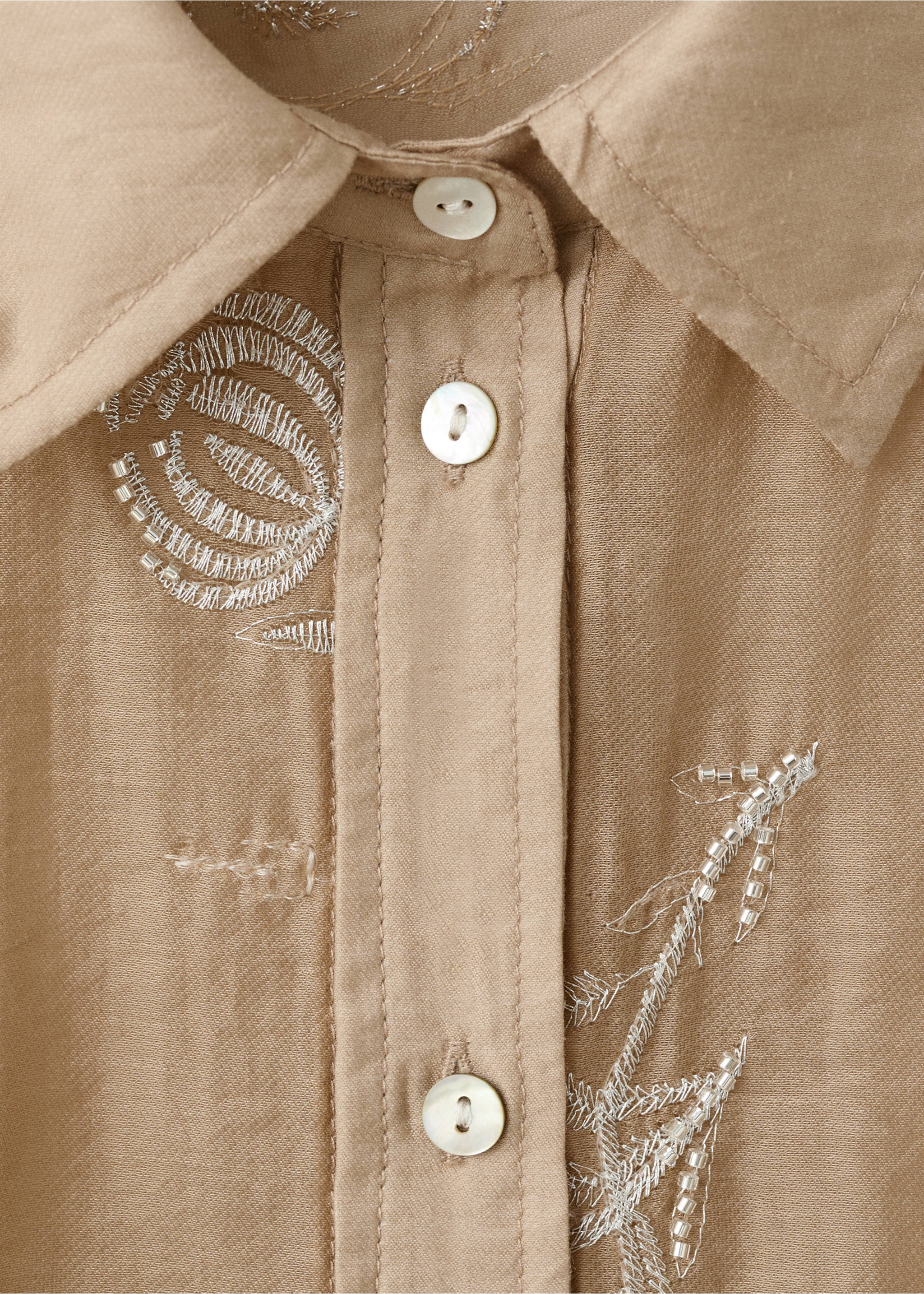 Camisa lyocell bordada - Detalle del artículo 8, Beige. Ref: 27089059-00.