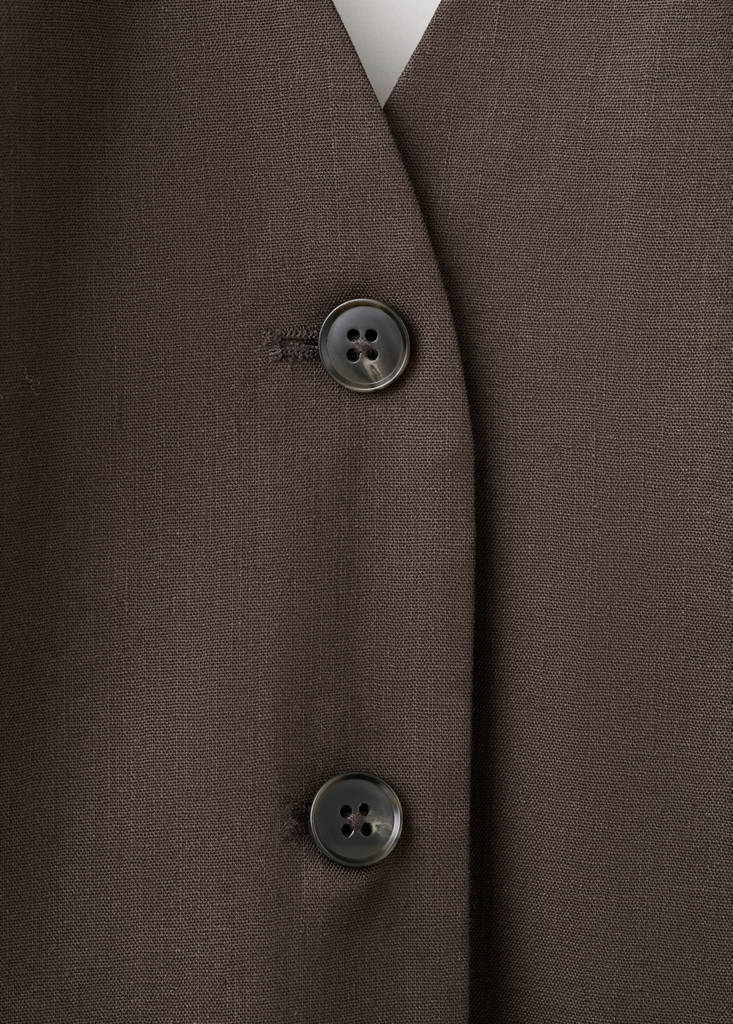 Halter neck linen waistcoat — Chocolate