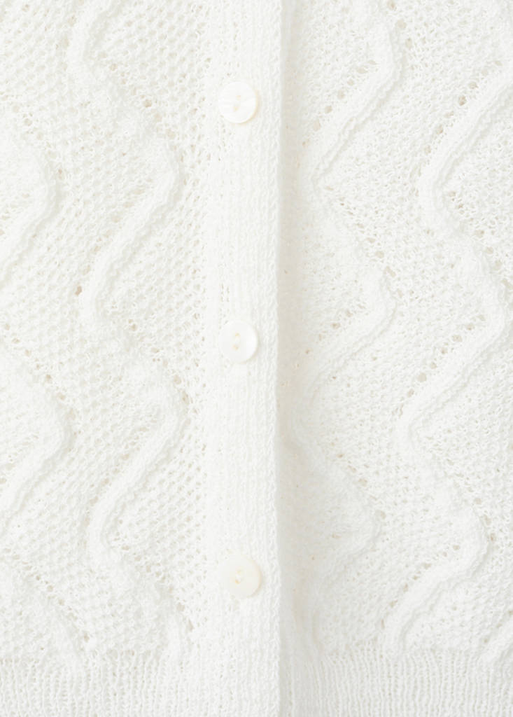 Openwork knit V-neck gilet — Off White