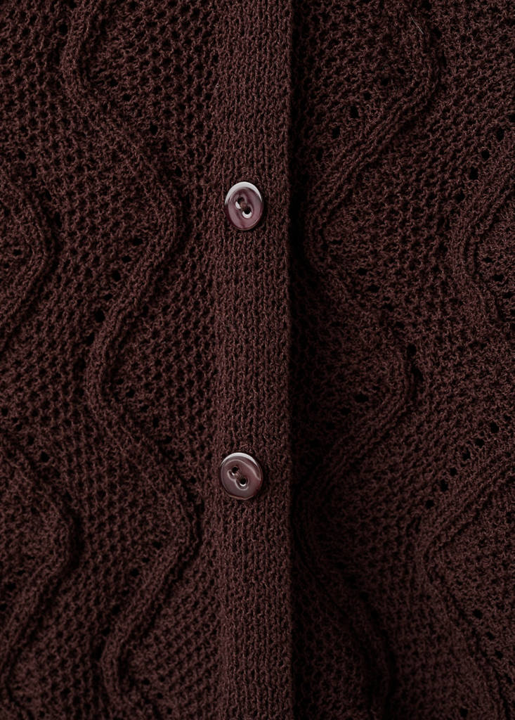 Openwork knit V-neck gilet — Chocolate