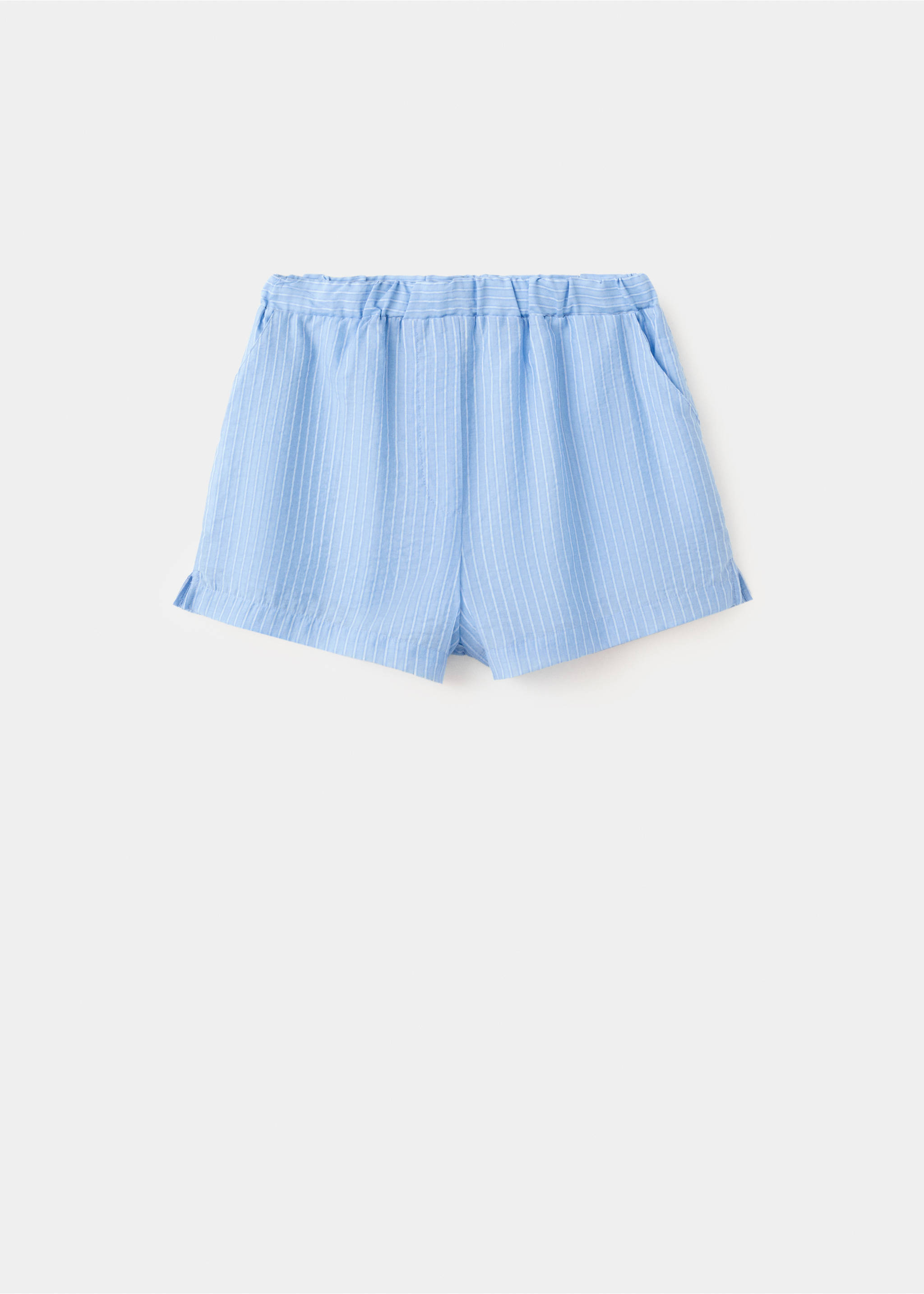 Striped lyocell shorts - Article without model, Sky Blue. Ref: 27089066-00.