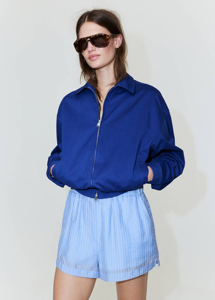 Striped lyocell shorts — Sky Blue