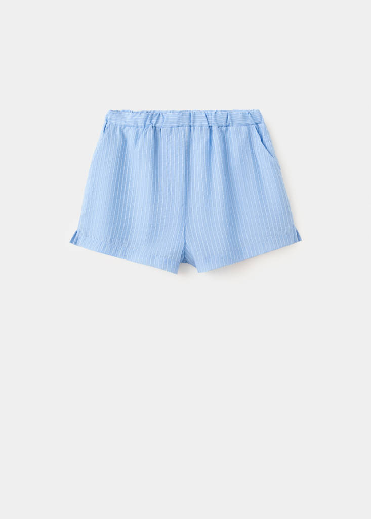 Striped lyocell shorts — Sky Blue