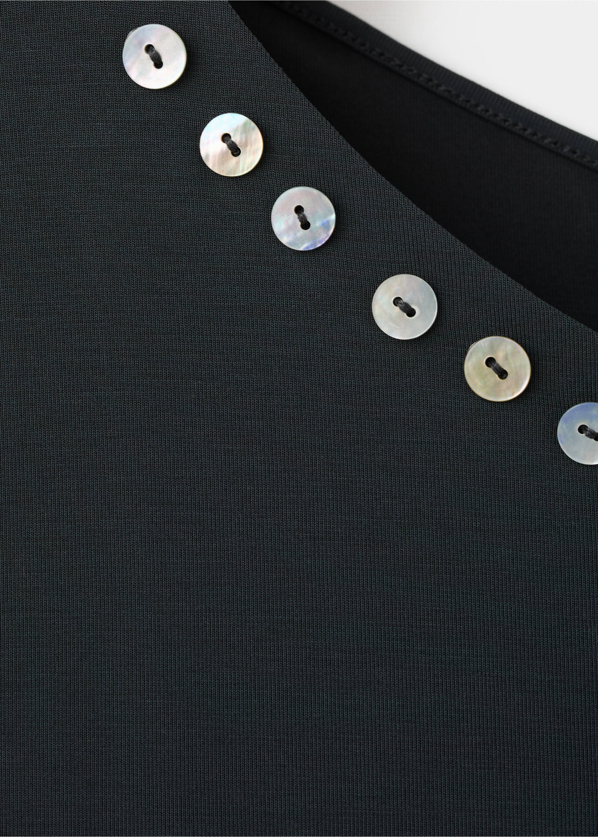 Asymmetric top with embroidered buttons - Details of the article 0, Charcoal. Ref: 27089070-00.