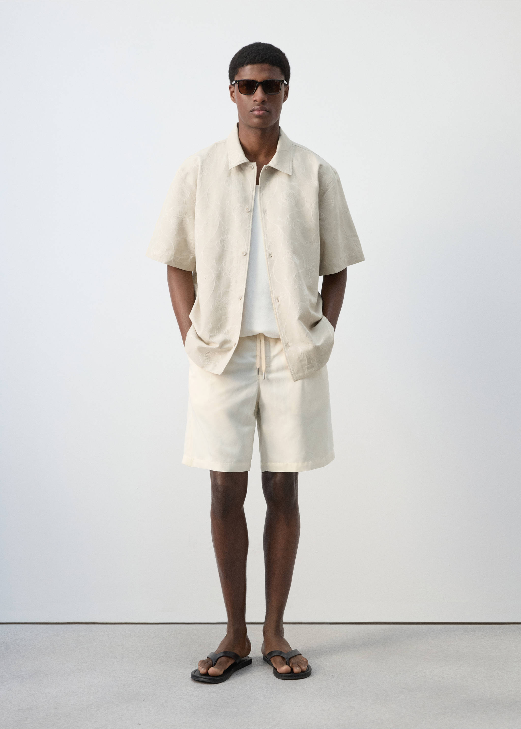 Linen lyocell shorts - General plane, Off White. Ref: 27089205-00.