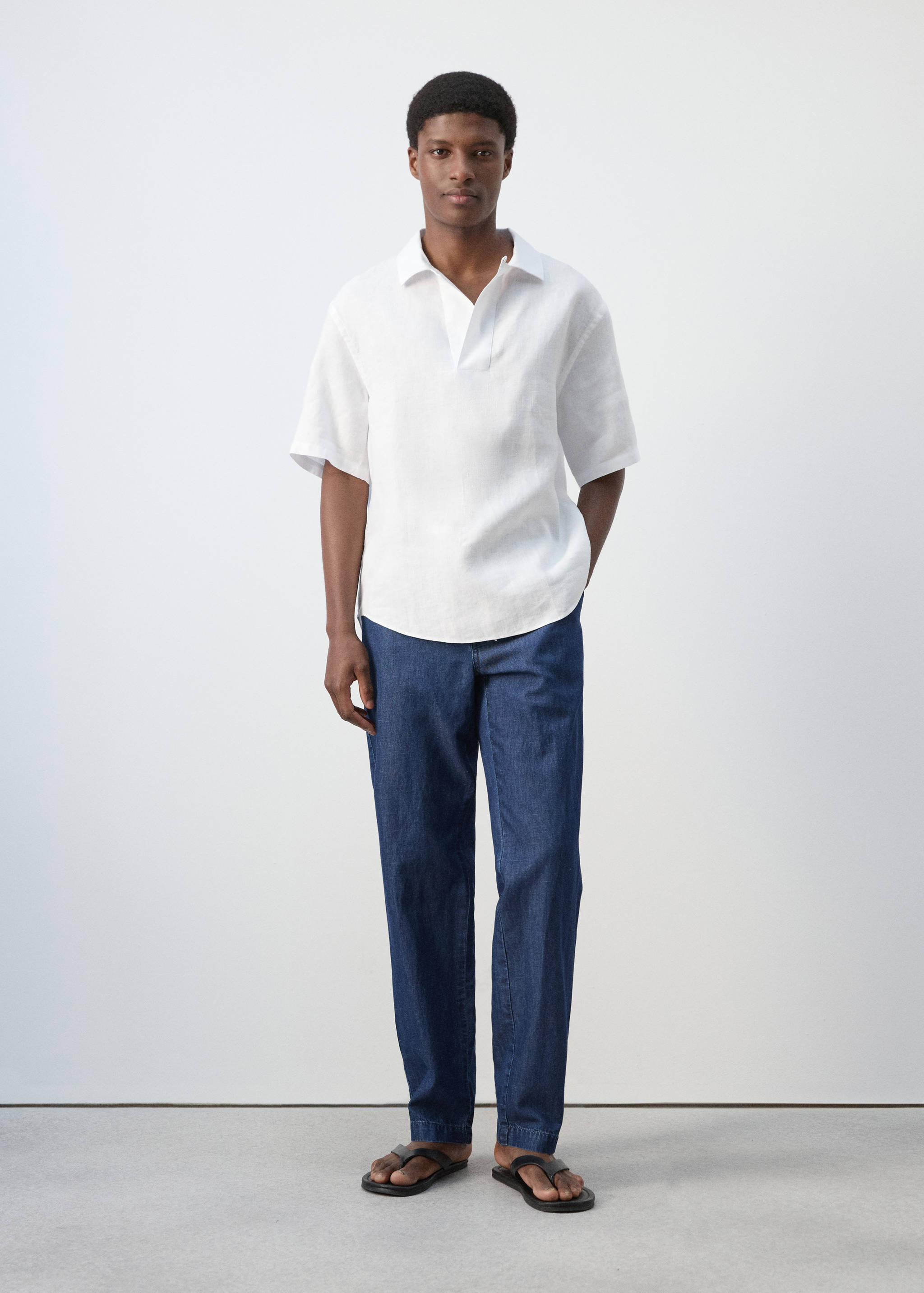 Regular fit drawstring jeans - General plane