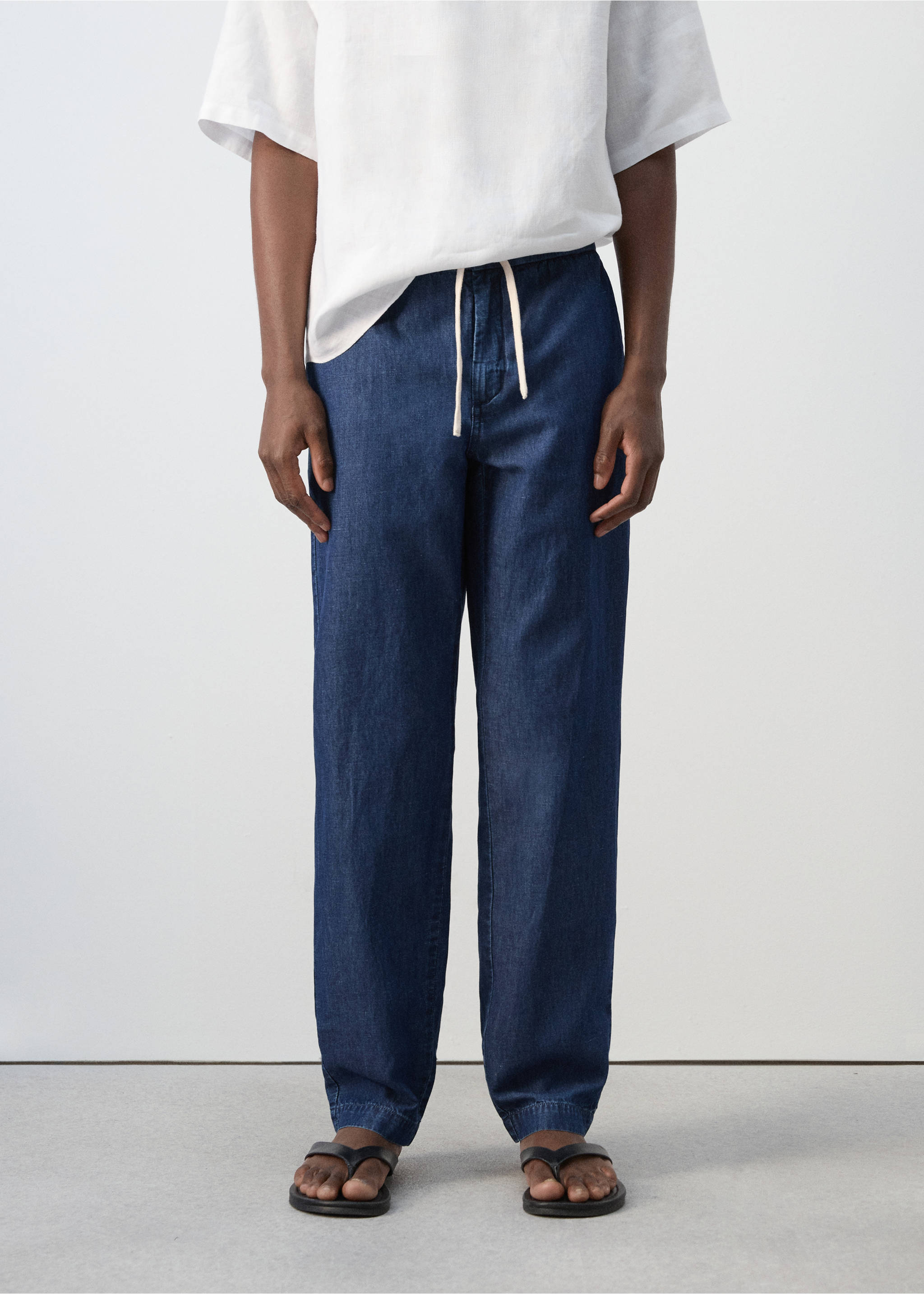 Jeans regular fit cordón - Plano medio, Azul oscuro. Ref: 27089206-00.