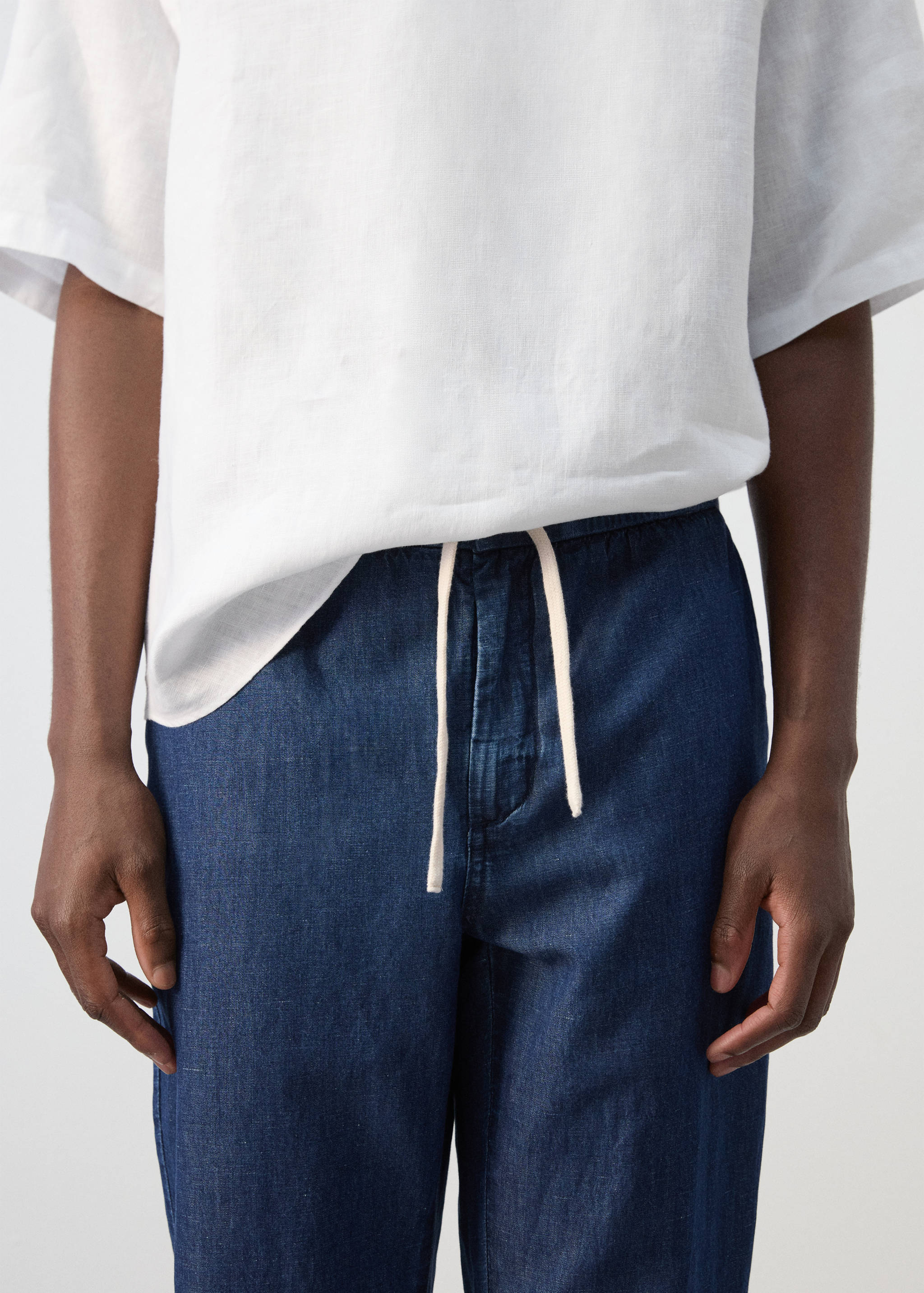 Regular fit drawstring jeans - Details of the article 1