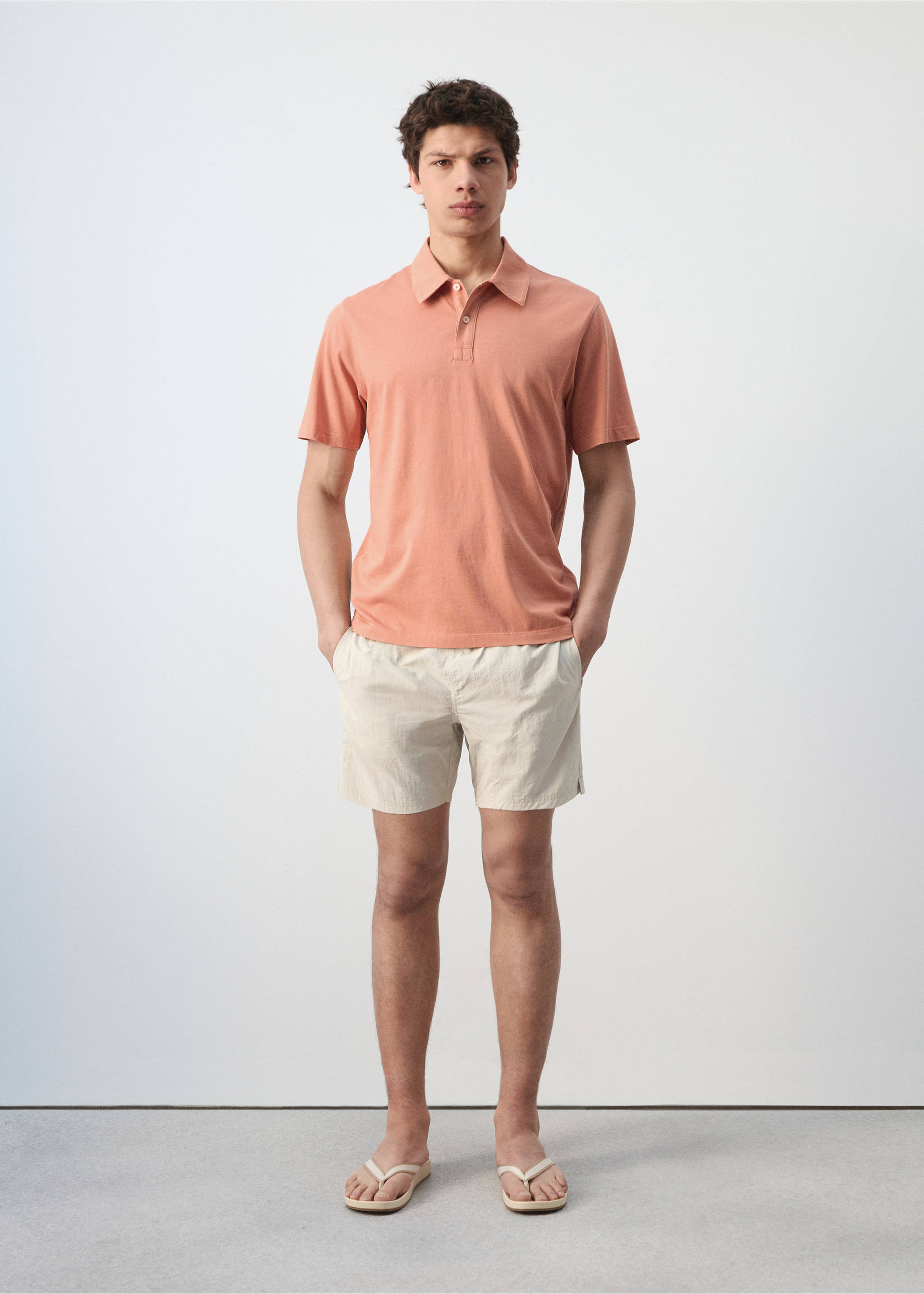100% cotton pique polo shirt - General plane, Salmon. Ref: 27089207-00.