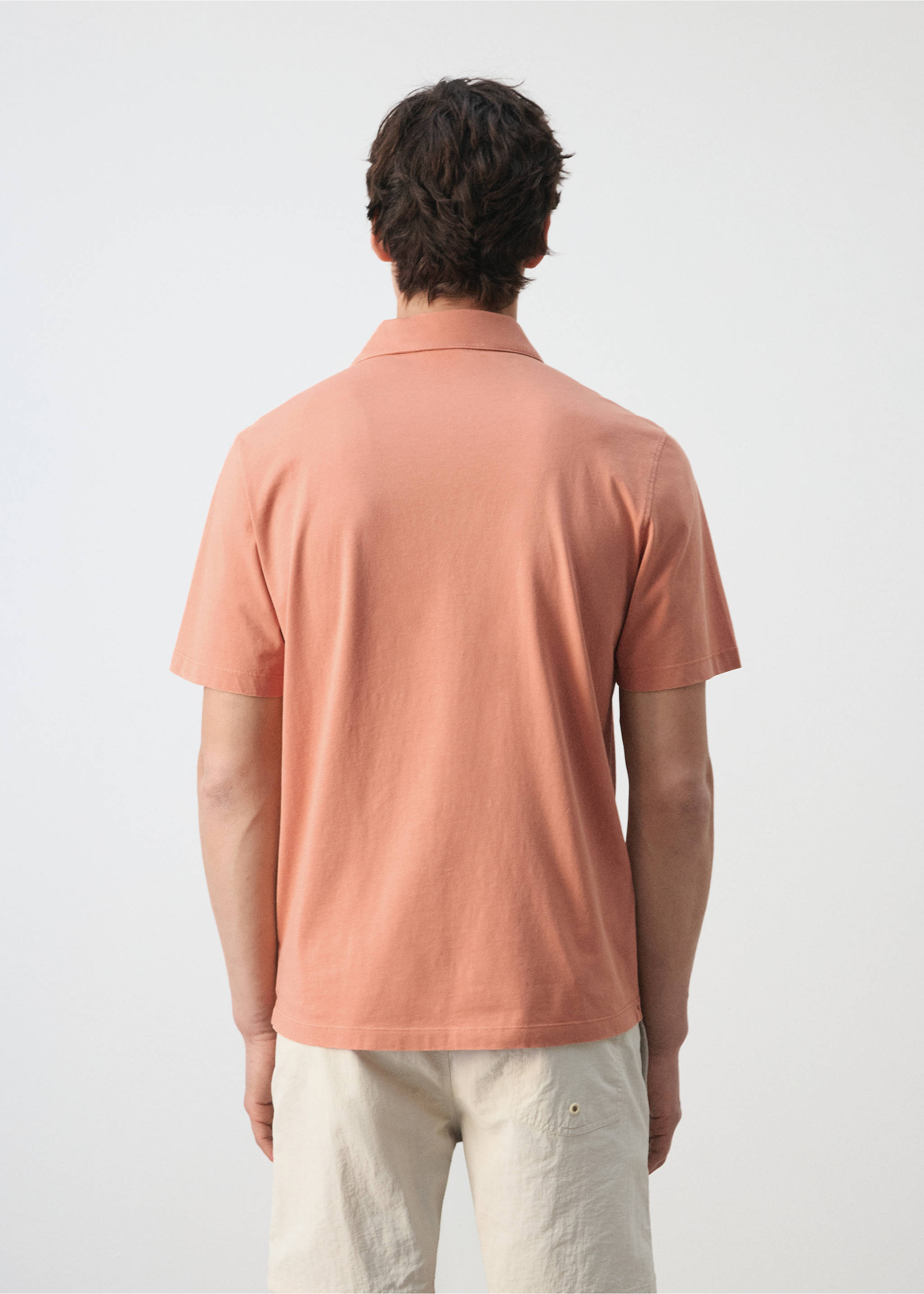 100% cotton pique polo shirt - Reverse of the article, Salmon. Ref: 27089207-00.