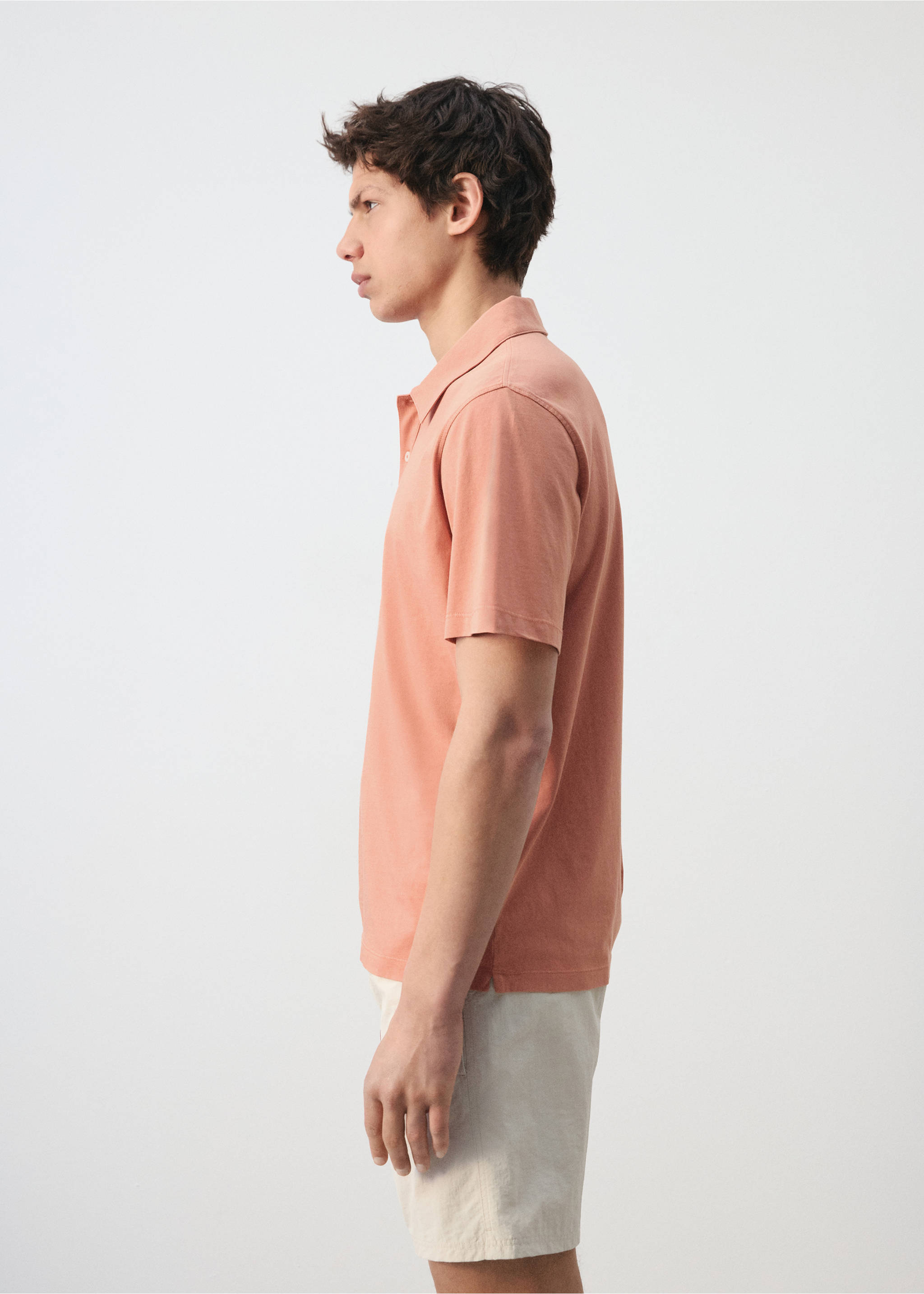 100% cotton pique polo shirt - Details of the article 2, Salmon. Ref: 27089207-00.