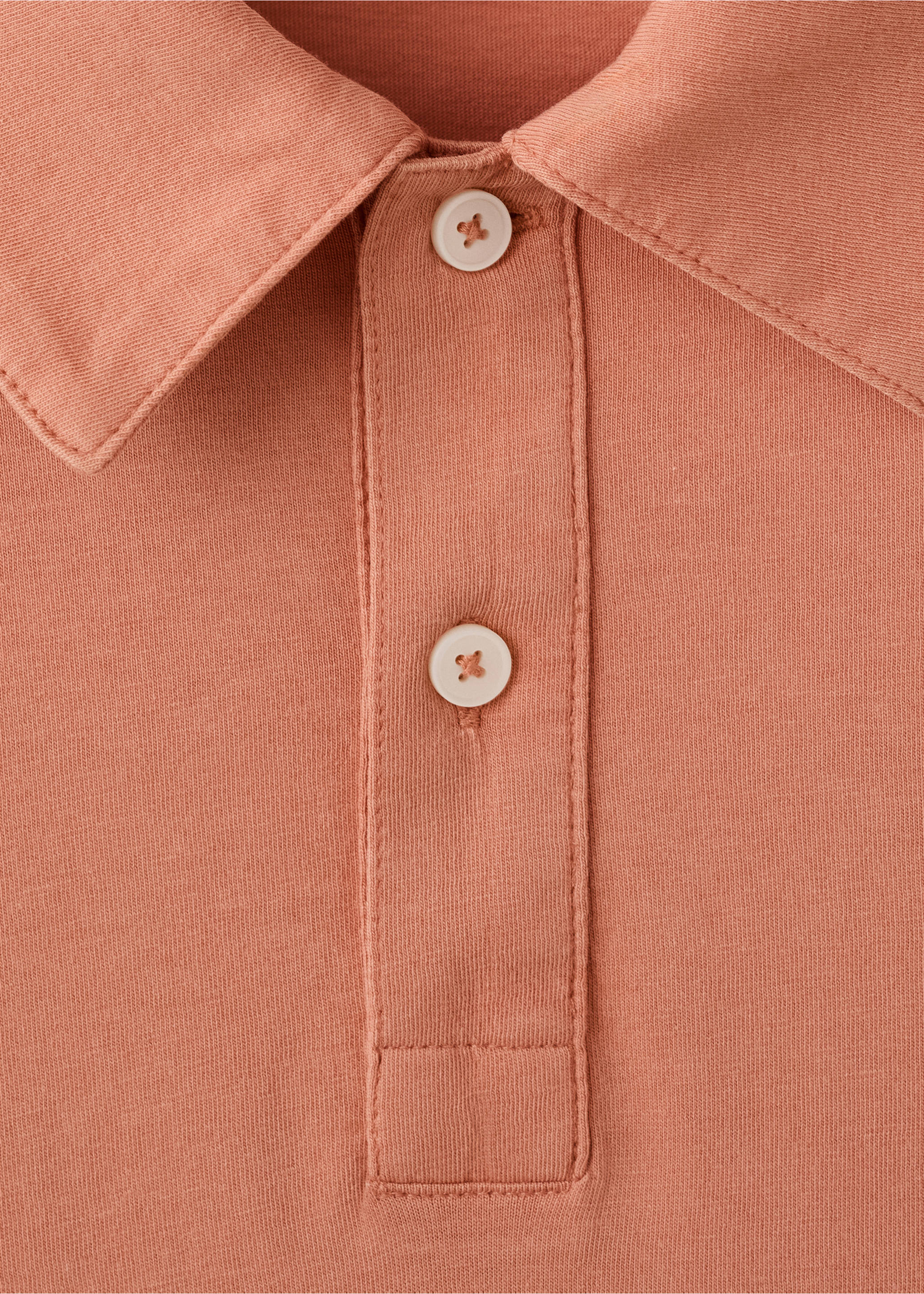 100% washed cotton polo - Details of the article 8, Salmon. Ref: 27089207-00.