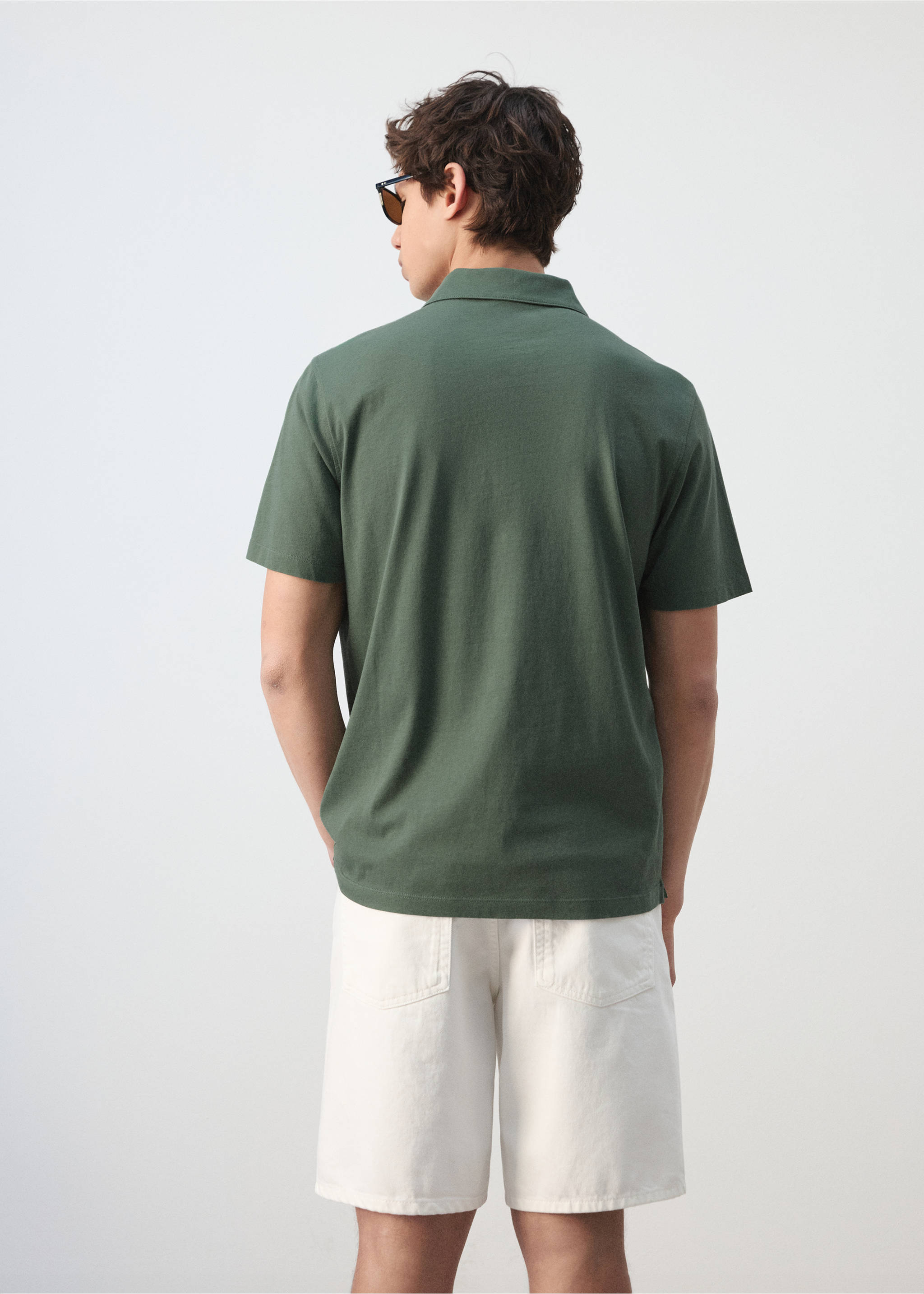 %100 pamuklu pike polo - Ürünün arkası, Yeşil. Ref: 27089207-00.