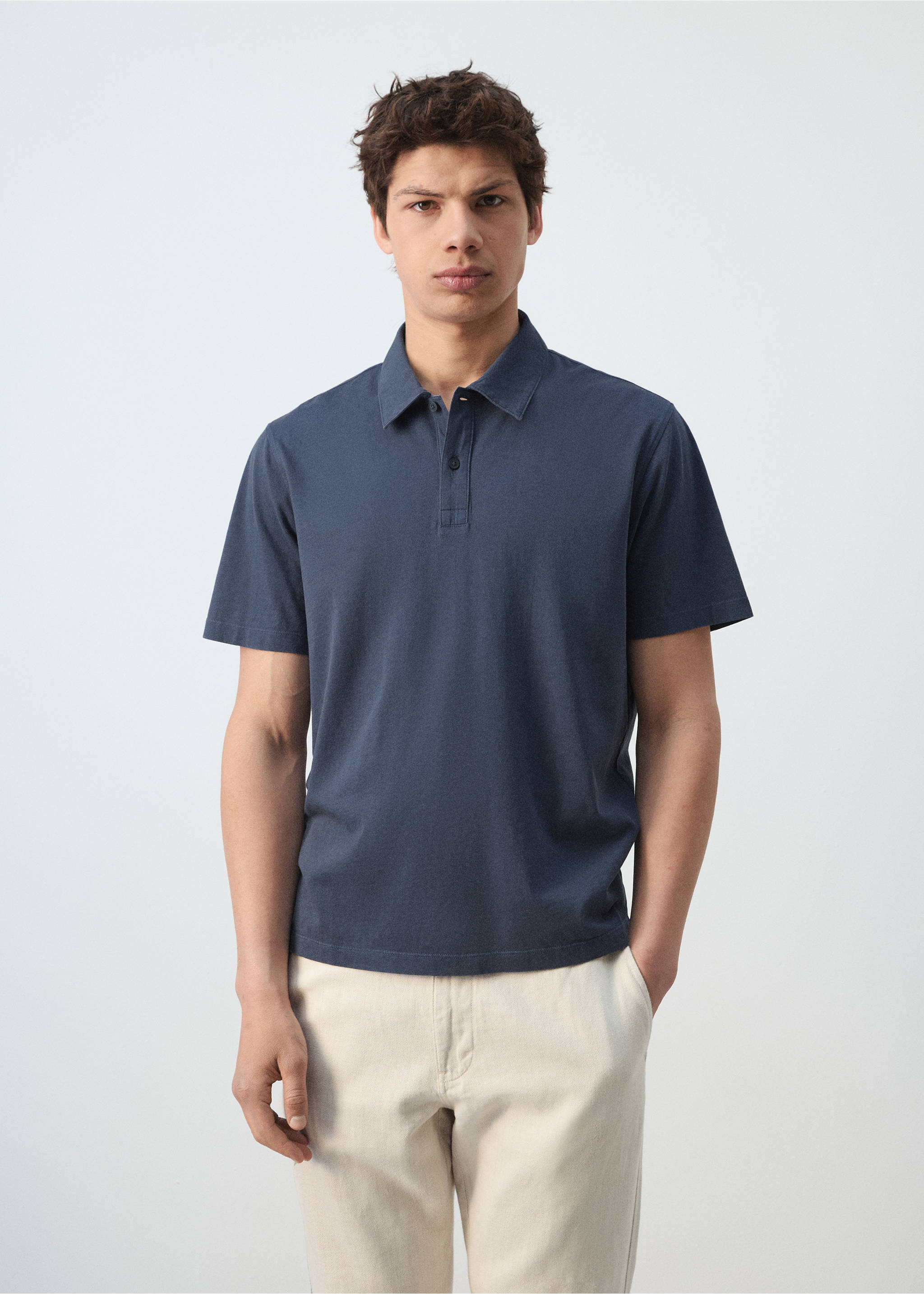 100% cotton pique polo shirt - Medium plane, Navy. Ref: 27089207-00.