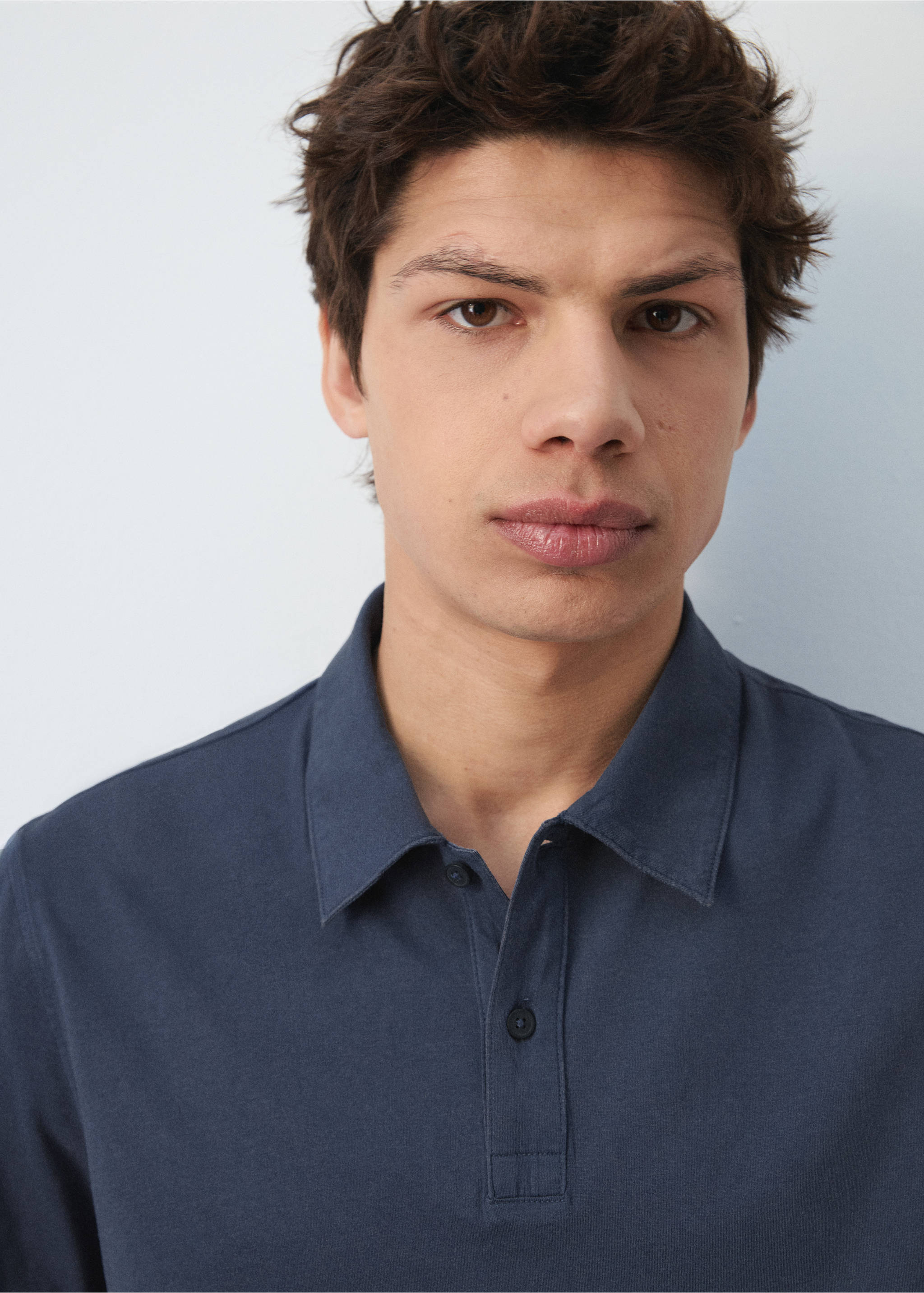 100% cotton pique polo shirt - Details of the article 1, Navy. Ref: 27089207-00.