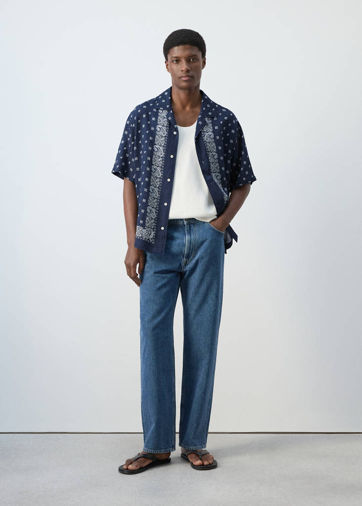 Fluid regular fit patterned shirt — Navy