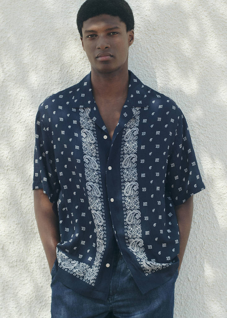 Fluid regular fit patterned shirt — Navy