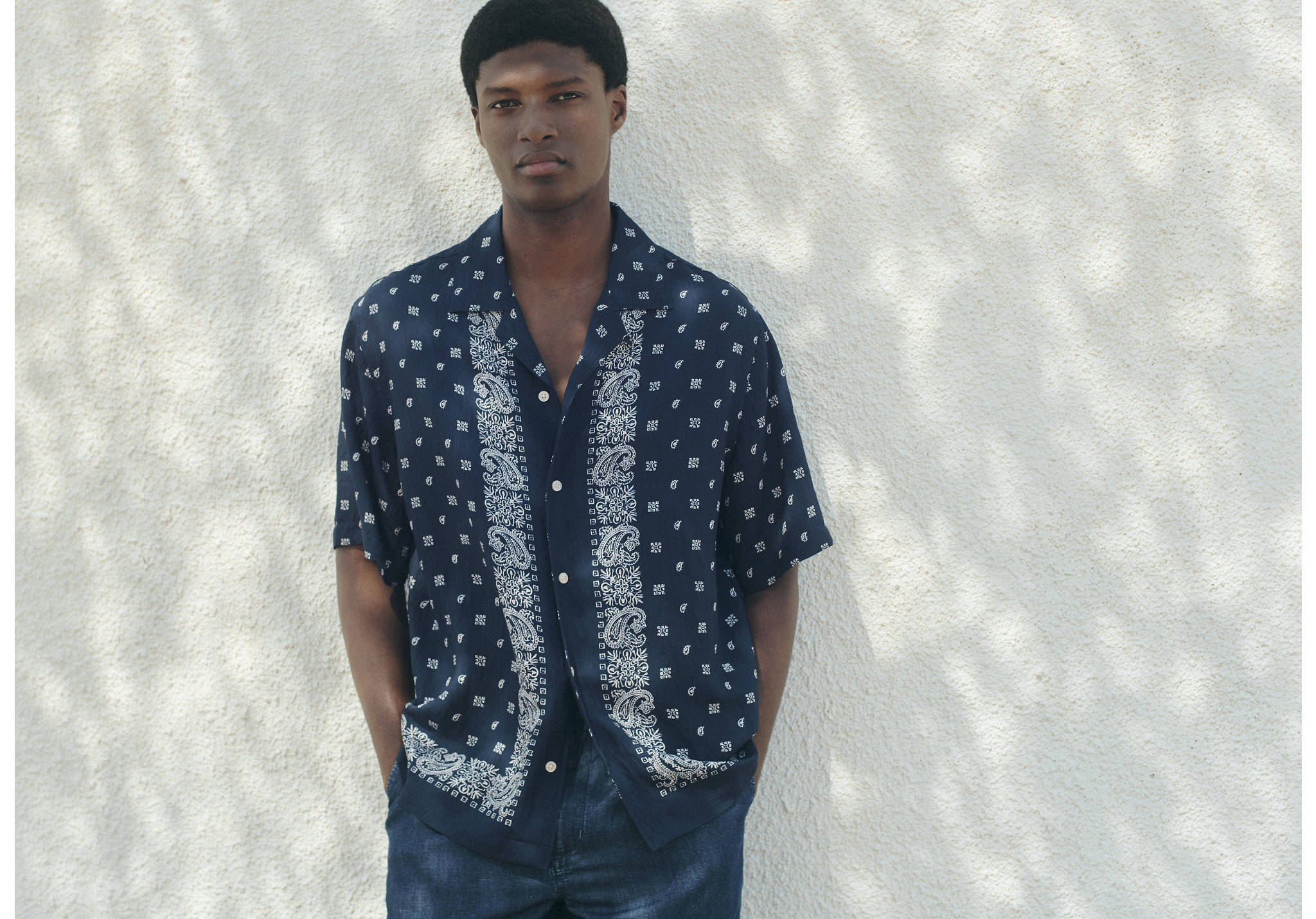 Printed fluid regular-fit shirt - Panoramic plane