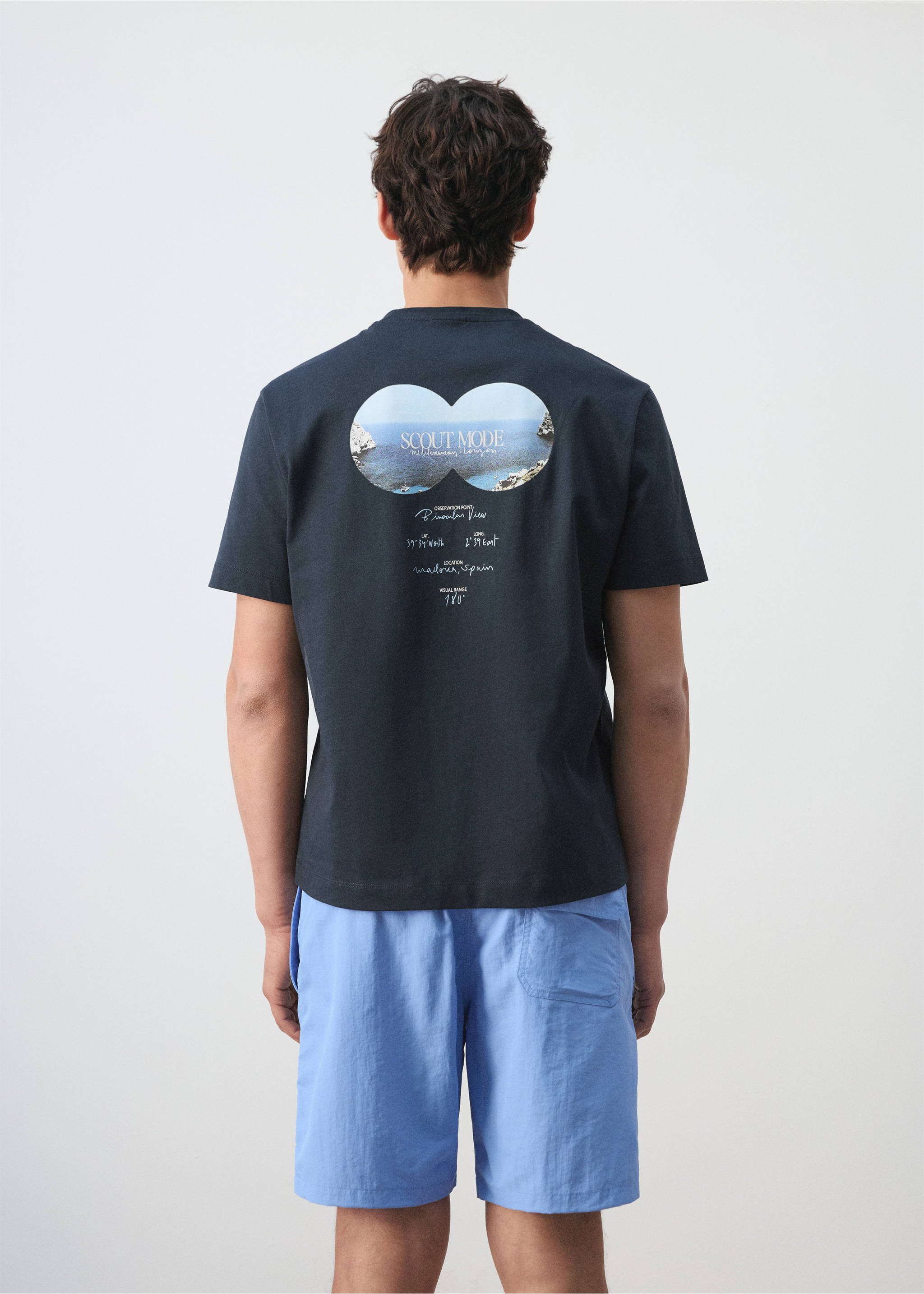T-shirt de 100% algodão estampada - Verso do artigo, Azul-marinho. Ref: 27089212-00.