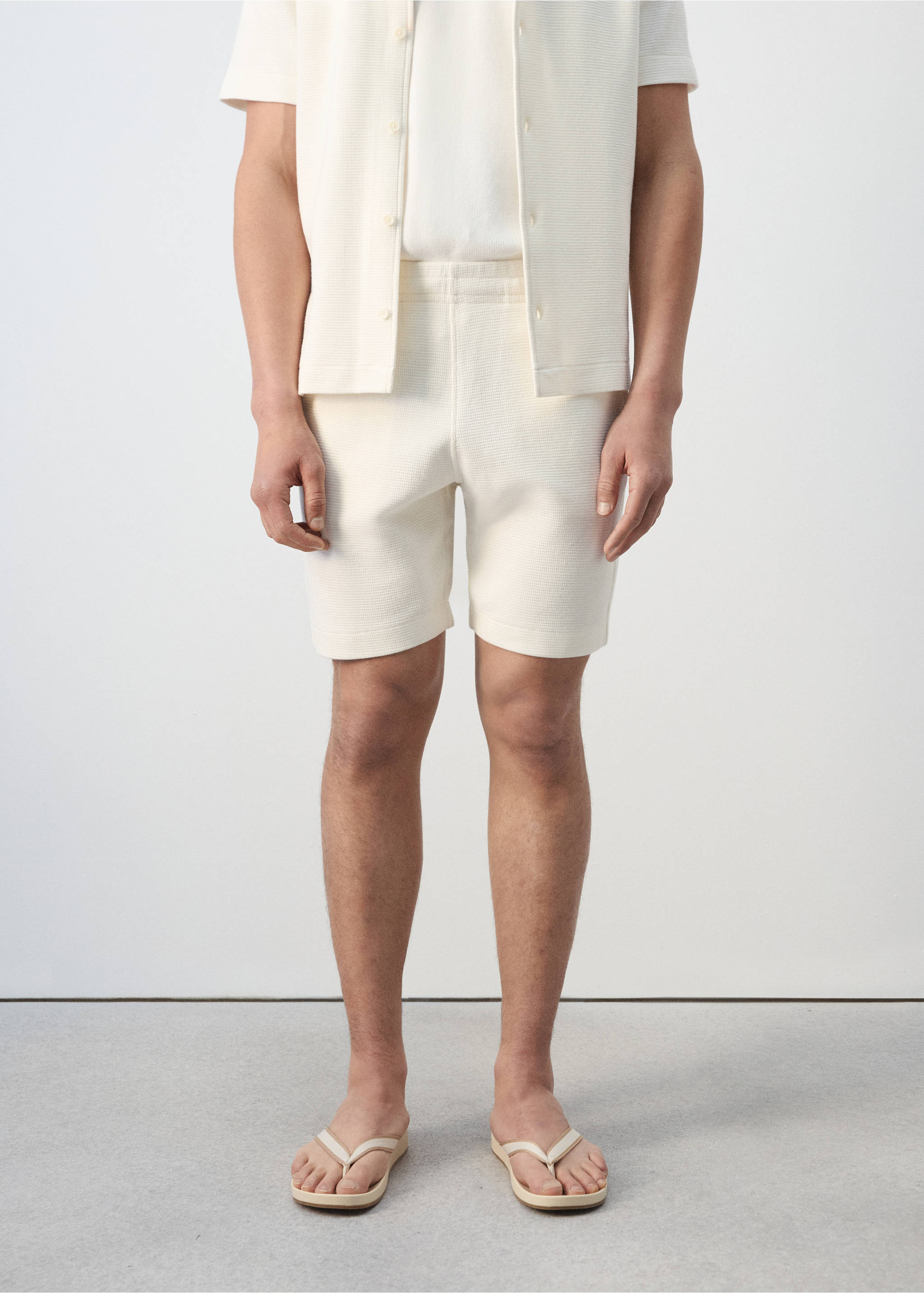 100% cotton bermuda shorts - Medium plane, Ecru. Ref: 27089213-00.