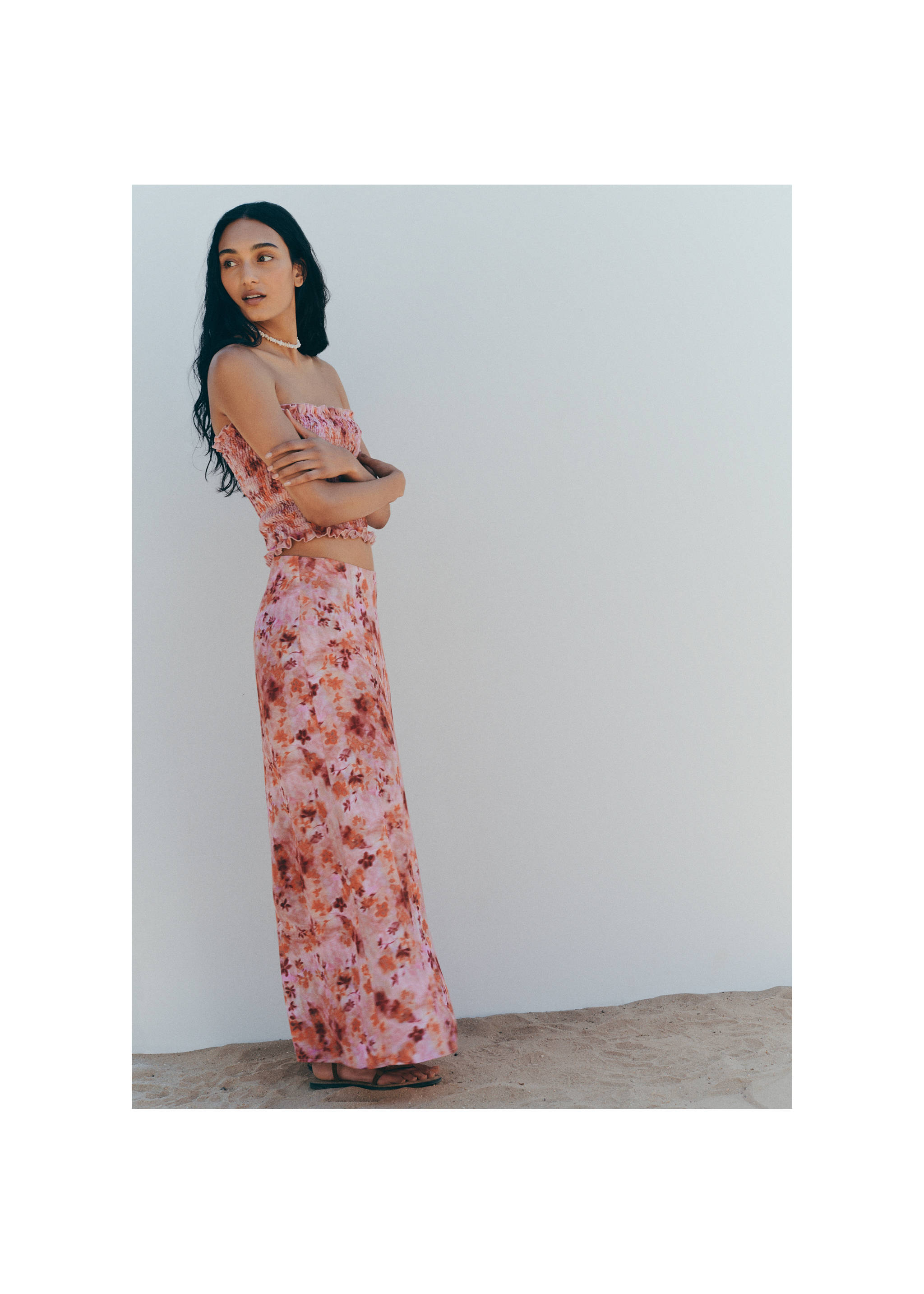 Floral print skirt - Details of the article 5, Pastel Pink. Ref: 27089214-00.