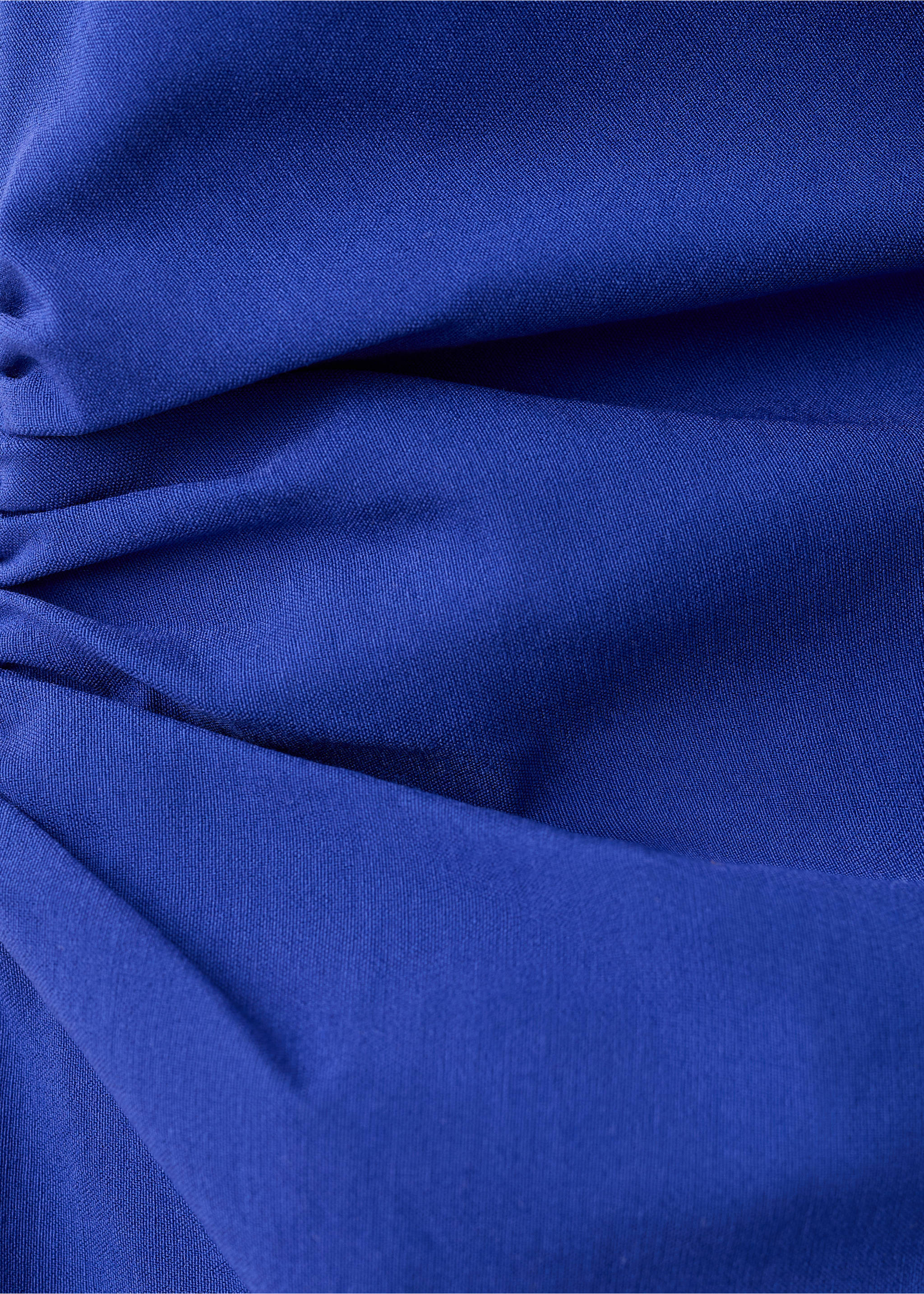 Strapless dress with asymmetrical ruffle detail - Details of the article 8, Blue. Ref: 27089215-00.
