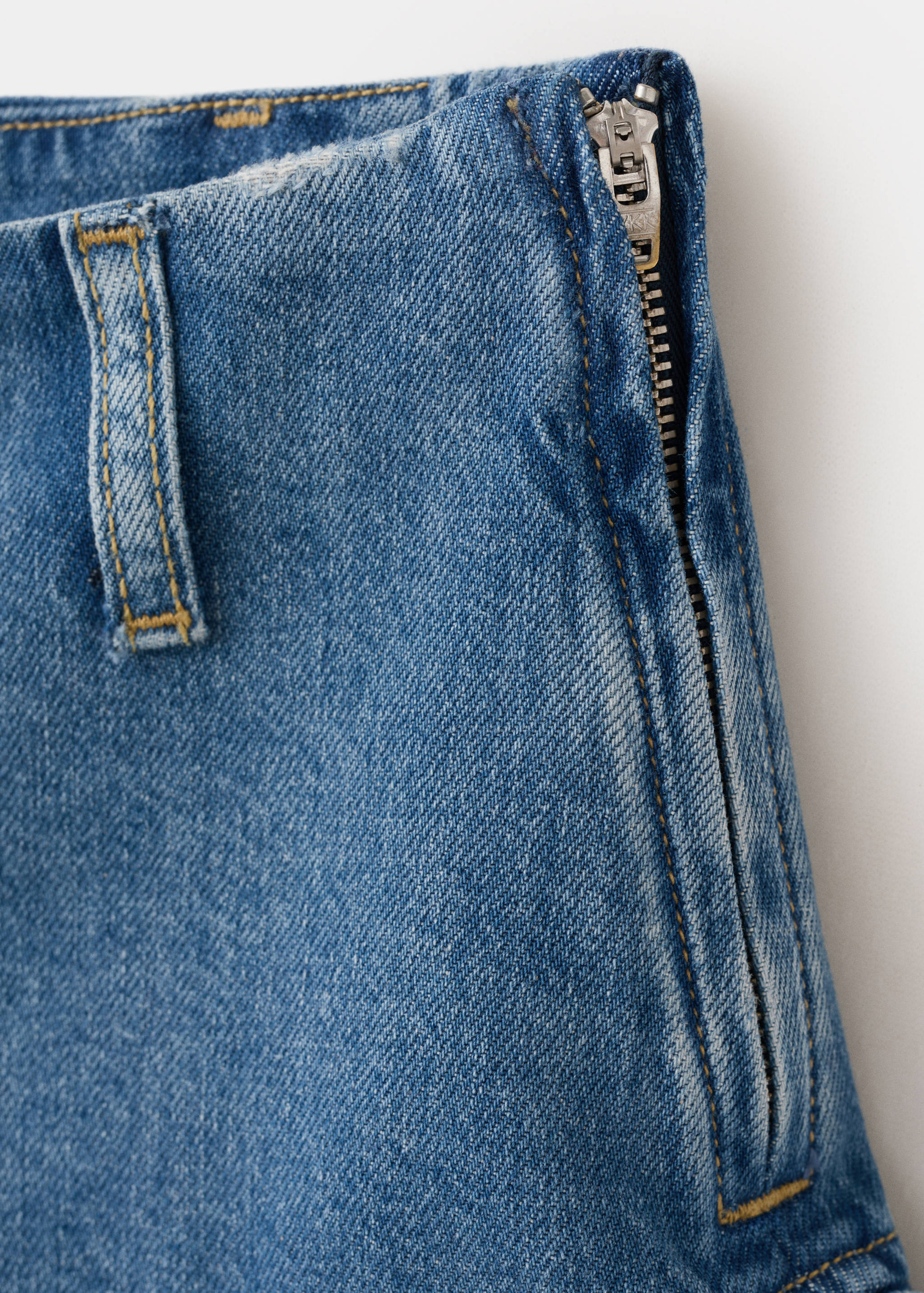 Frilled denim mini shorts - Details of the article 0