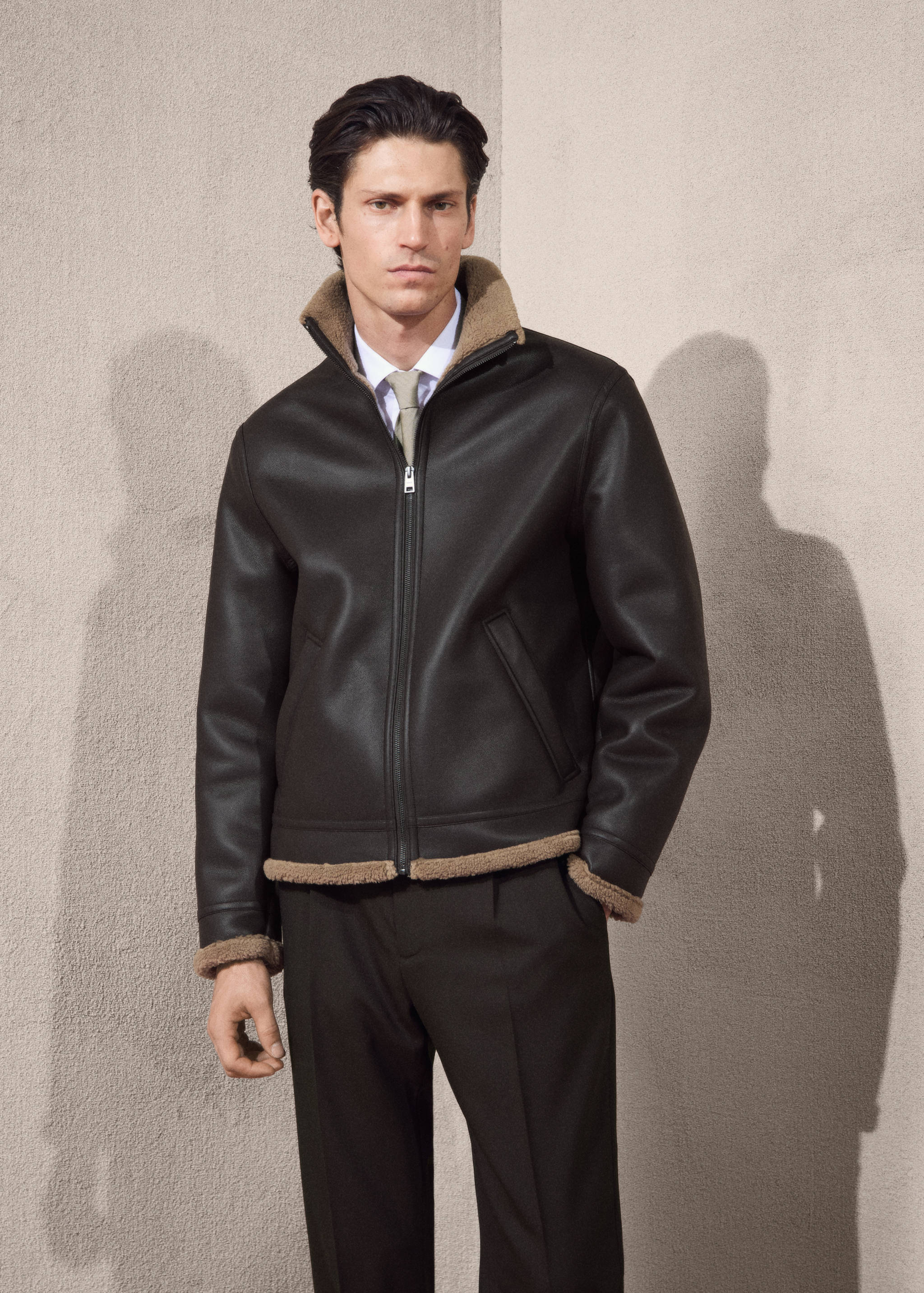 Faux-leather fleece jacket - Details of the article 3