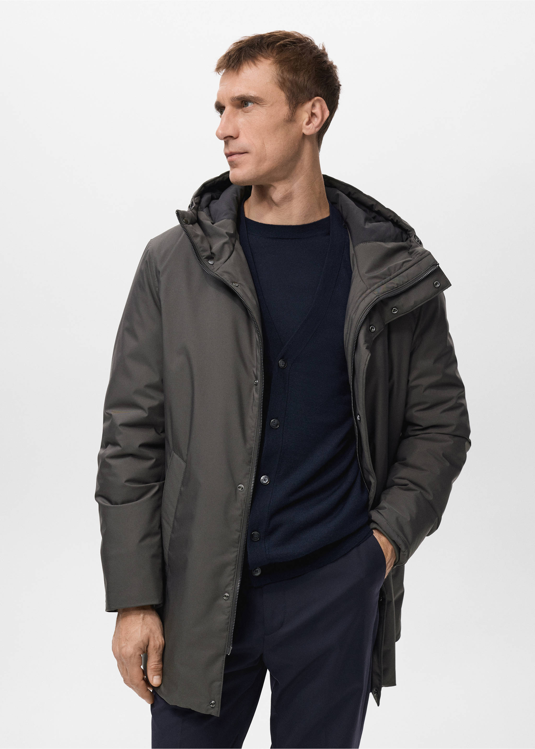 Parka acolchada water repellent desmontable - Detalle del artículo 2, Gris. Ref: 27091171-00.