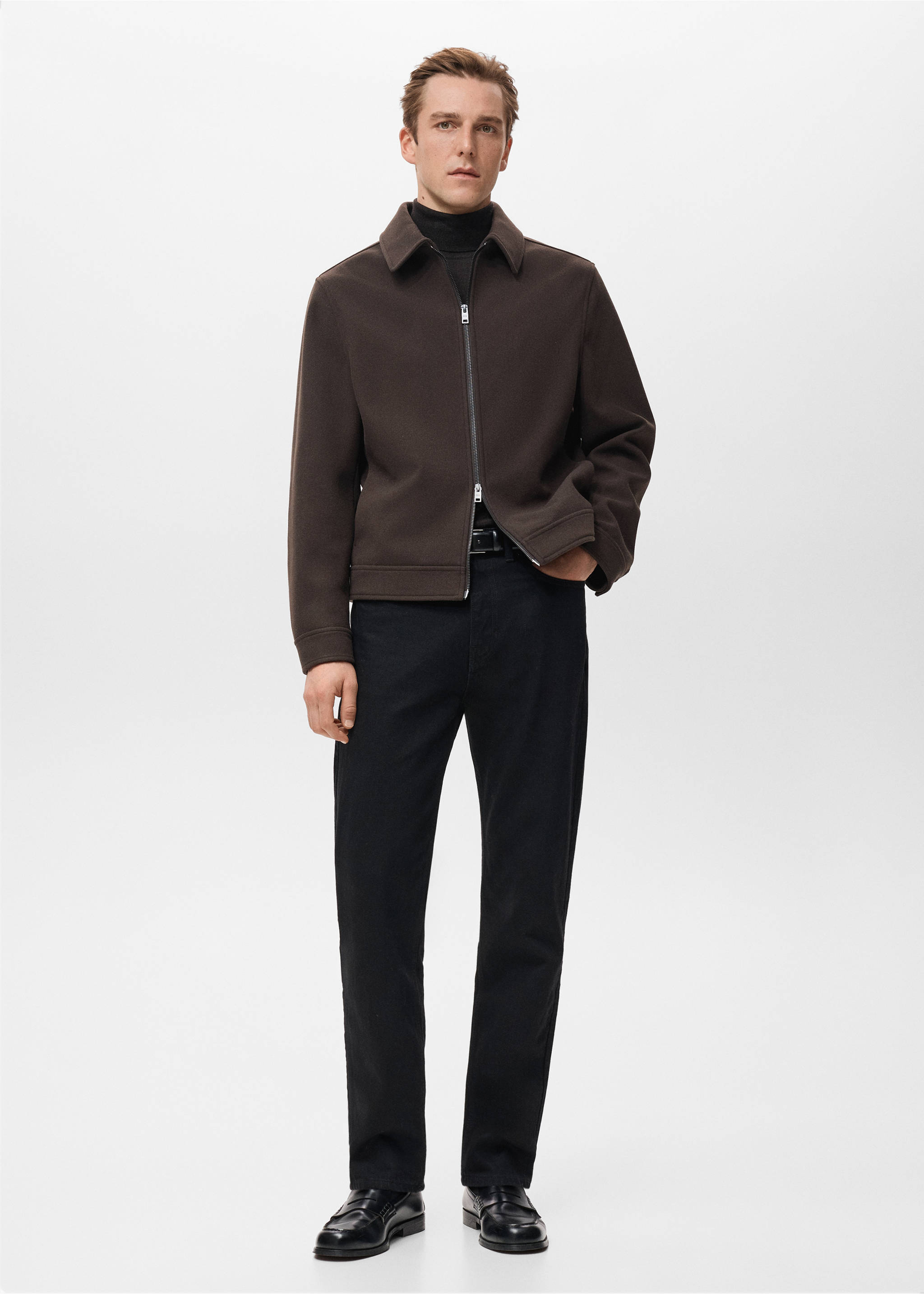 سترة صوف بسحاب - رؤية عامة, شوكولاتة. Ref: 27091172-00.