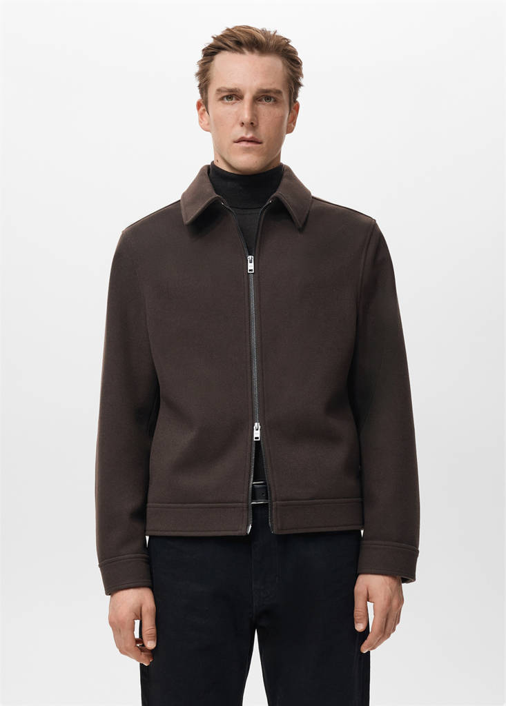 Zip-up cloth jacket — Chocolate