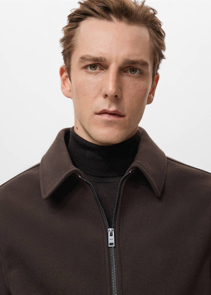 Zip-up cloth jacket — Chocolate