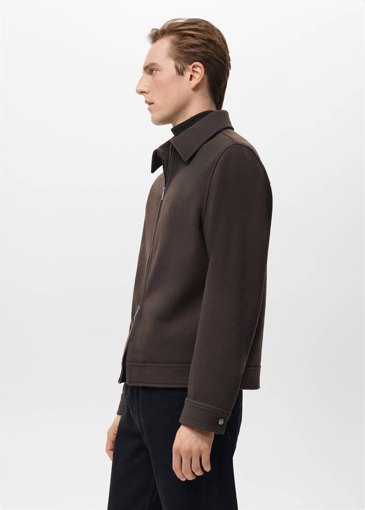 Zip-up cloth jacket — Chocolate